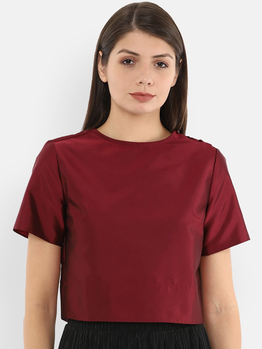 

Van Heusen Woman Maroon Solid Top
