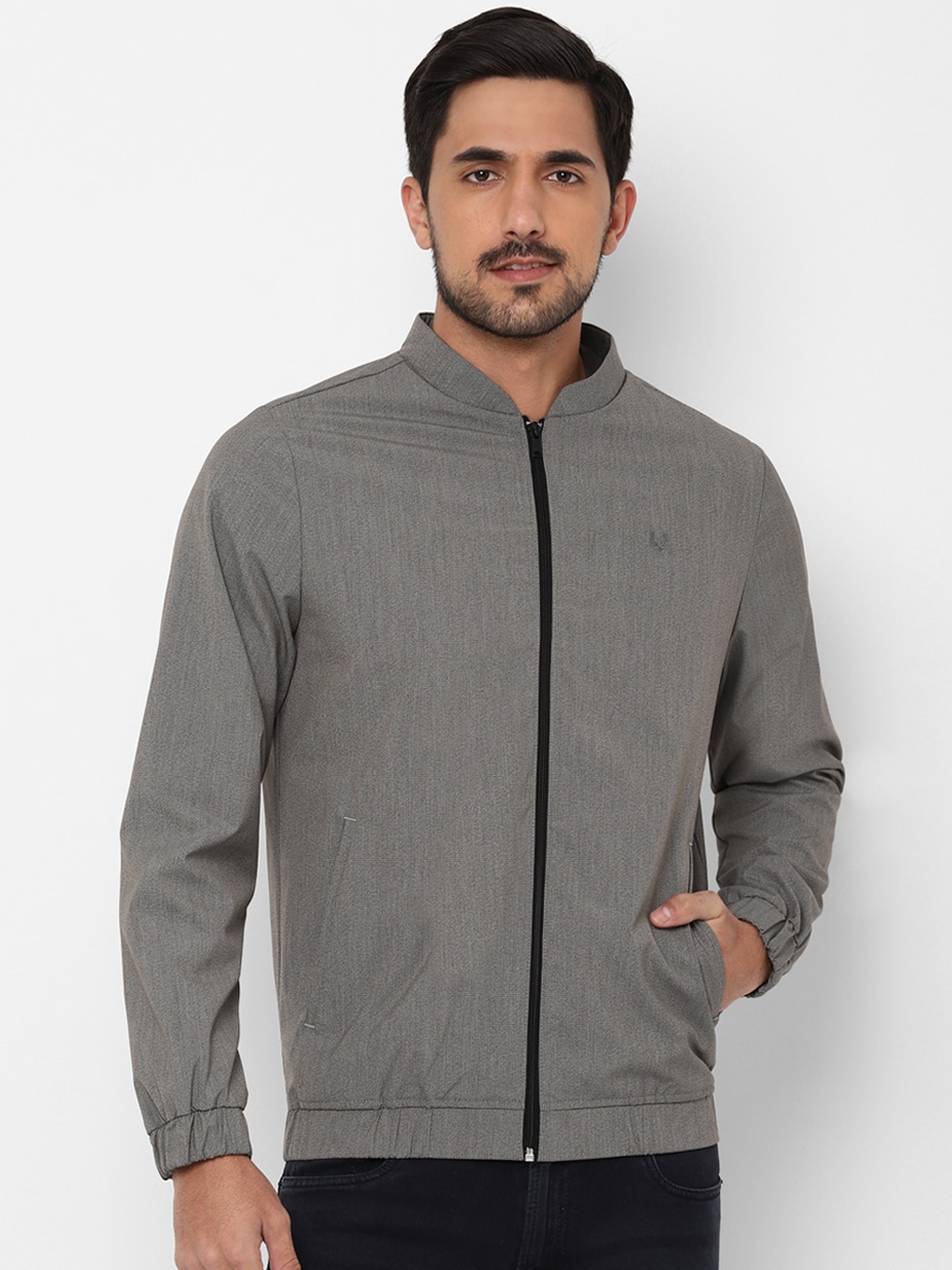 

Allen Solly Men Grey Solid Bomber