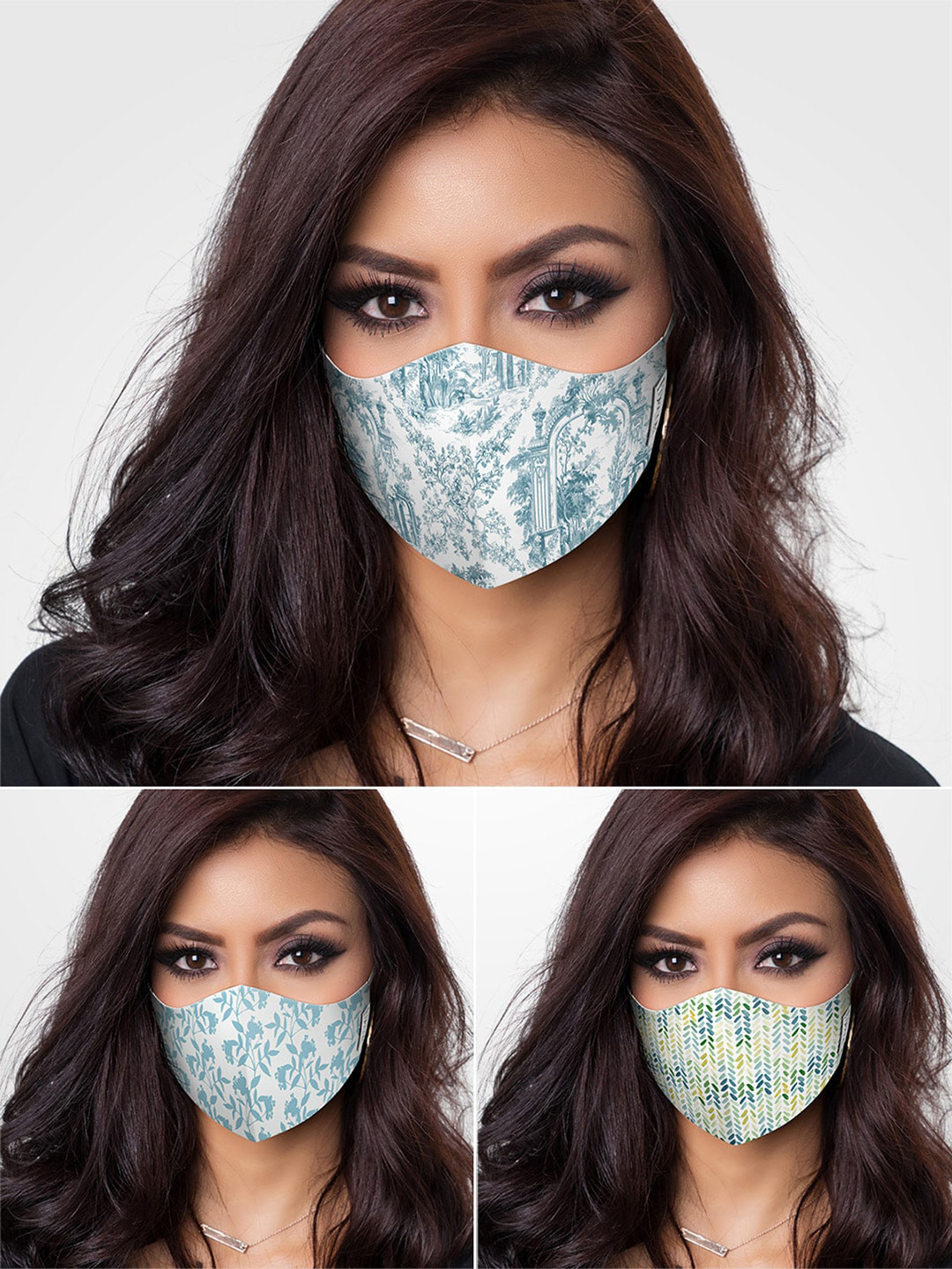 

DDecor Women Anti Viral Pack Of 3 Printed 3-Ply Reusable Protective Outdoor Masks, White
