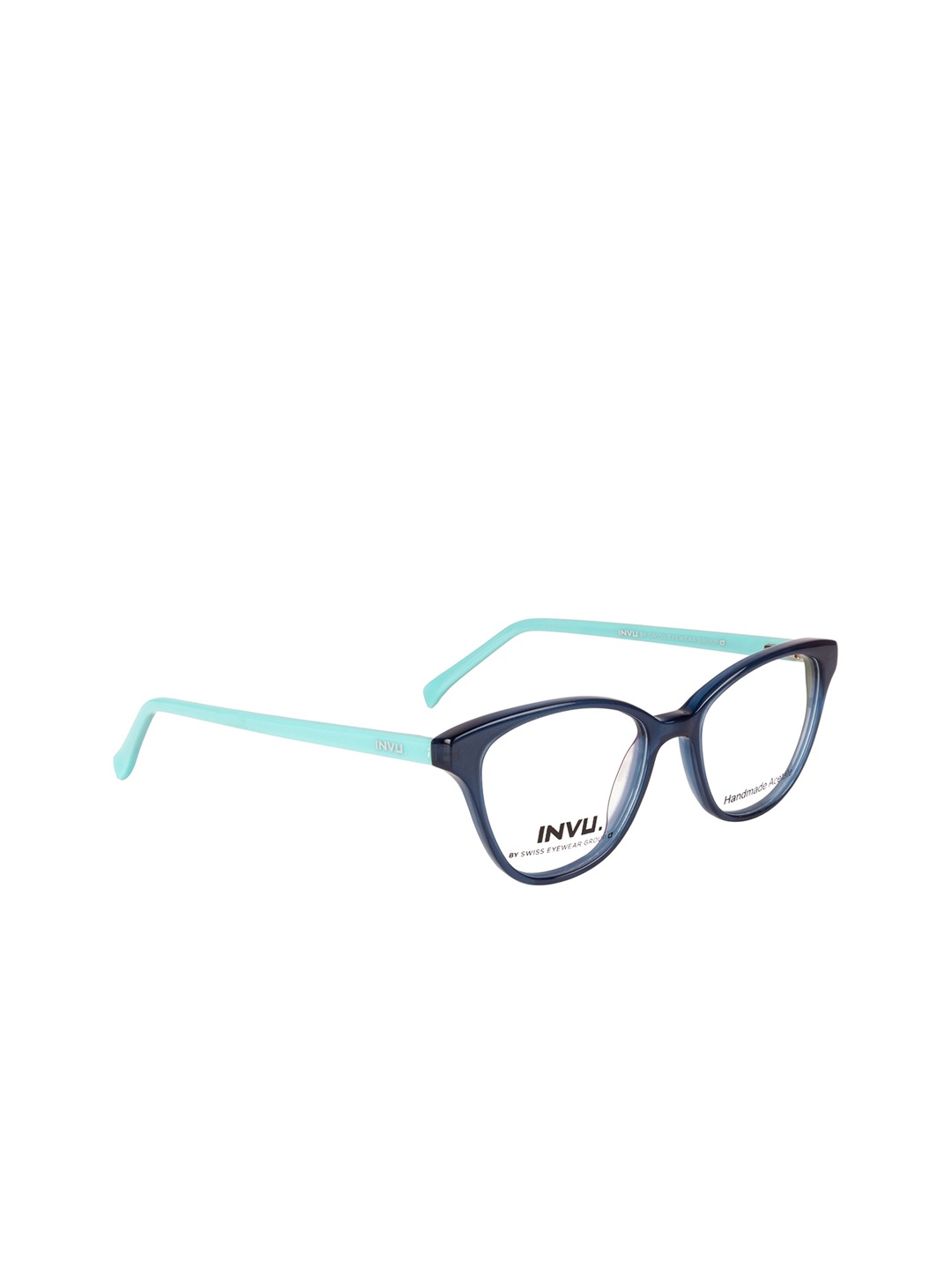 

INVU Women Blue Colourblocked Full Rim Cateye Frames