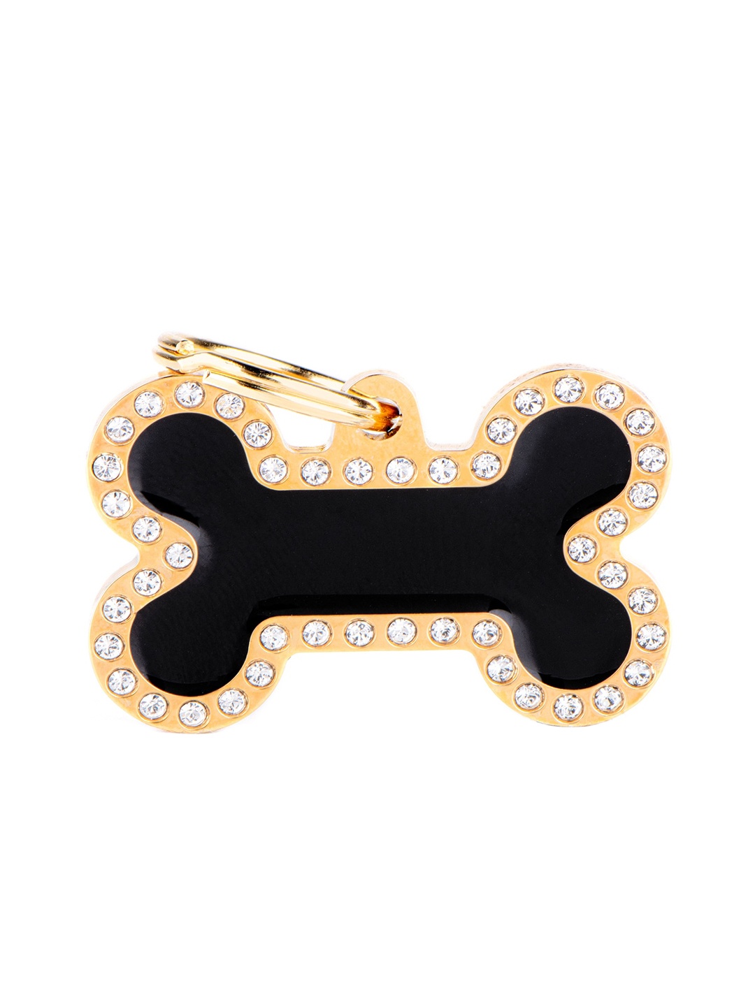 

PawsnCollars Gold-Toned & Black Glam Swarovski Bone Name Tag