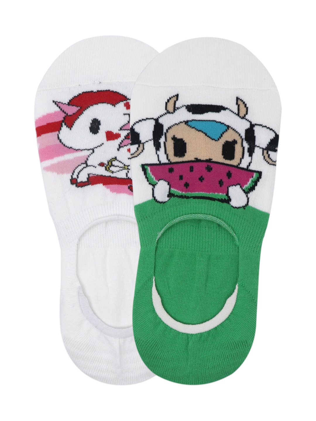 

Balenzia Women Pack of 2 White & Green Patterned Shoe Liners