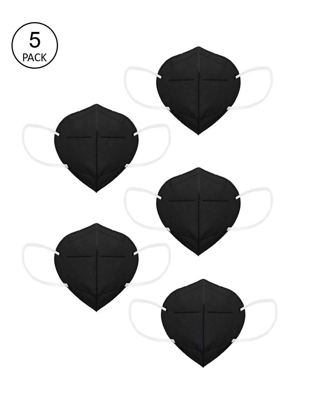 

OOMPH Unisex Pack of 5 Black Solid 5-Ply Reusable N95 Masks
