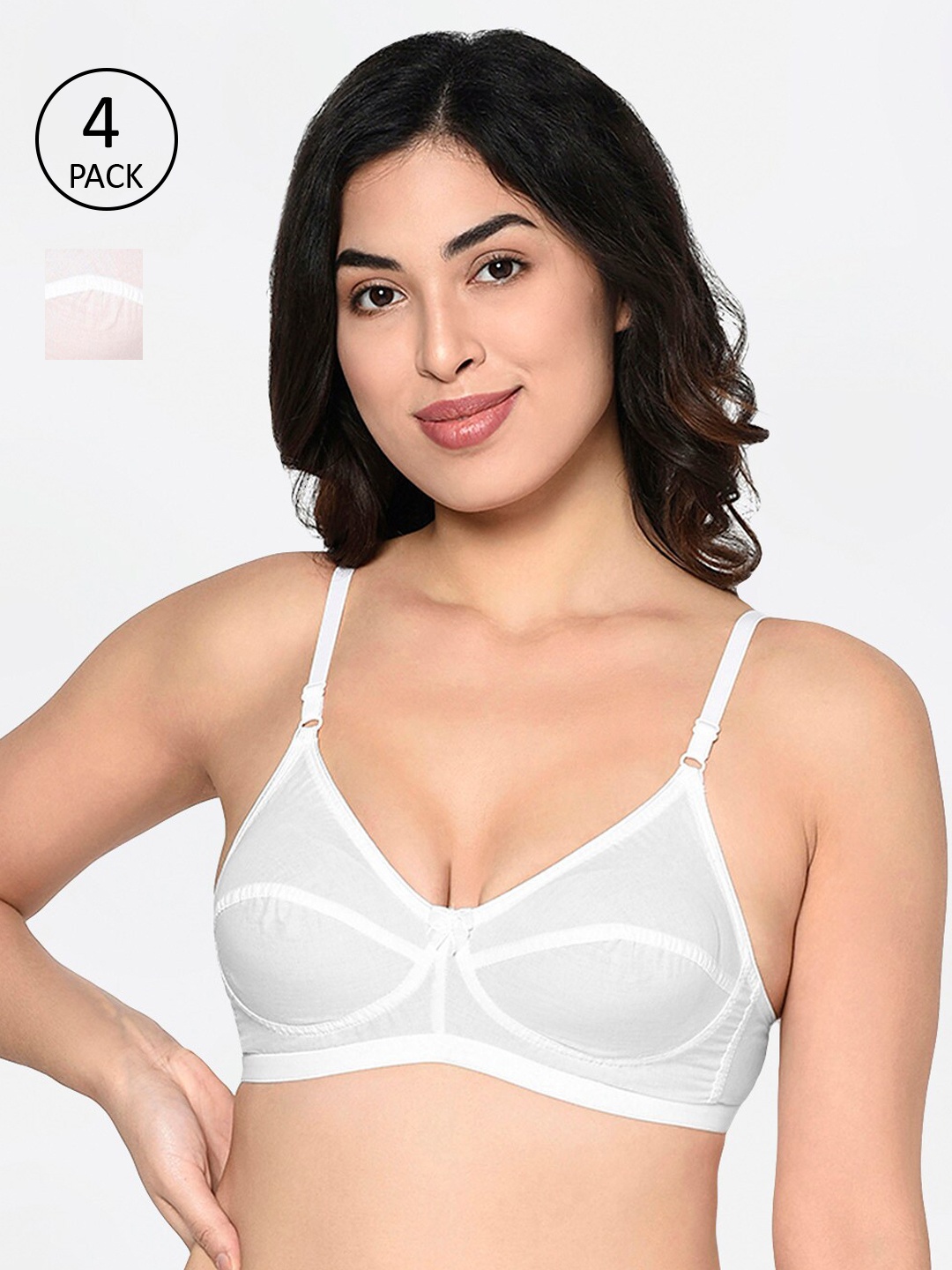 

Bodycare Pack of 4 White Solid Non-Wired Non Padded Everyday Bras 1552W