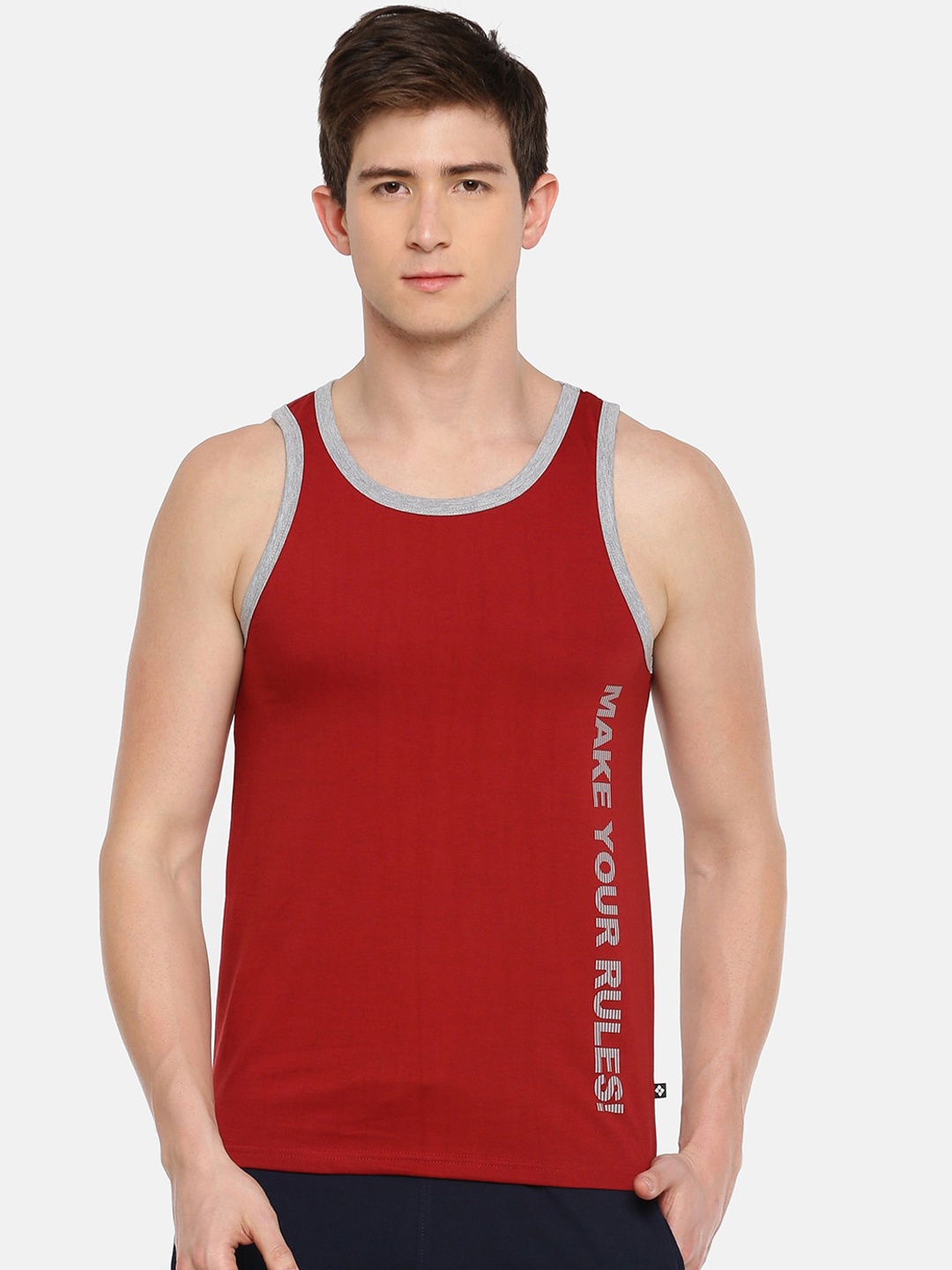 

Dollar Men Red Solid Innerwear Vest