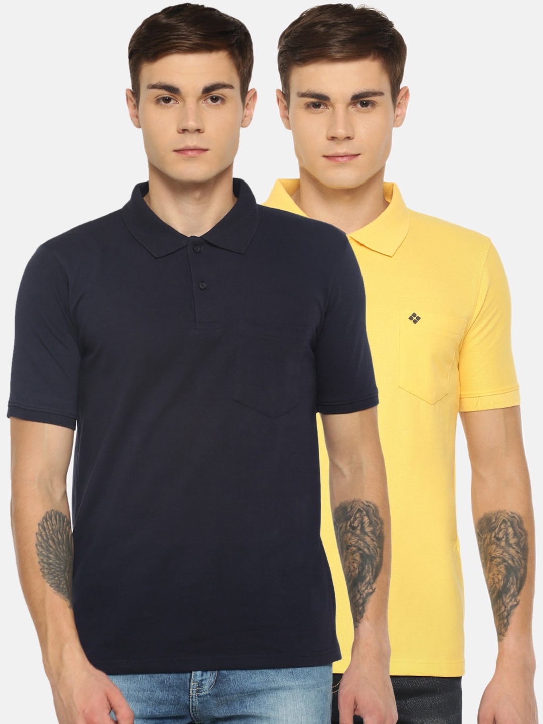 

Dollar Men Multicoloured Solid Polo Collar T-shirt, Multi