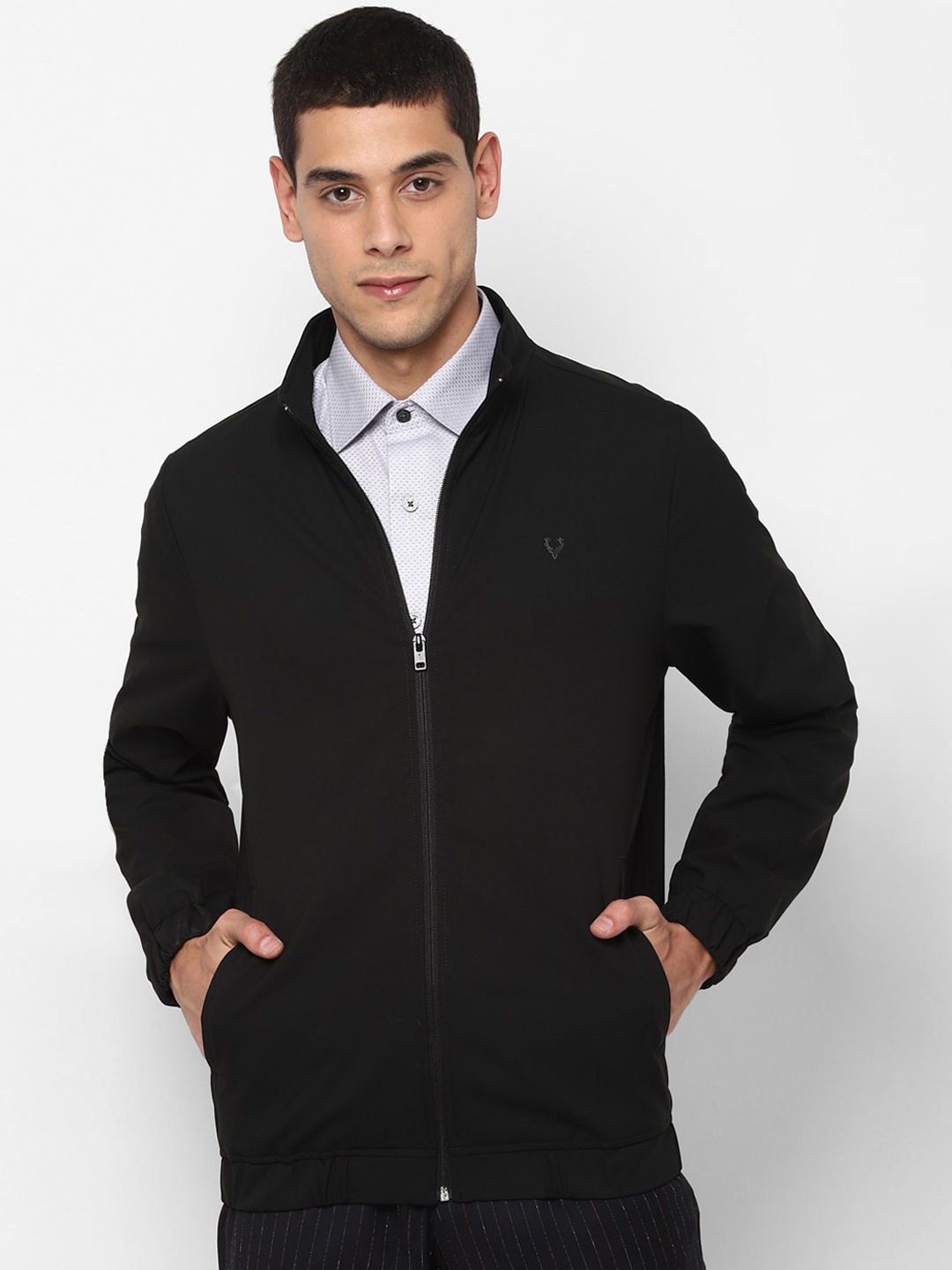 

Allen Solly Men Black Solid Bomber Jacket