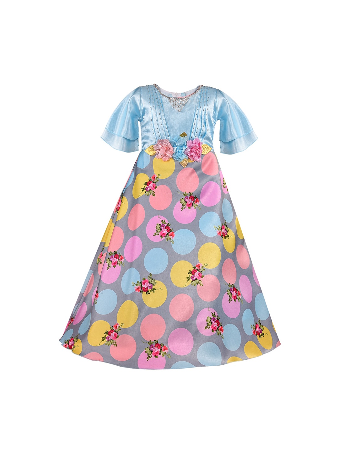 

Wish Karo Girls Blue Printed A-Line Dress