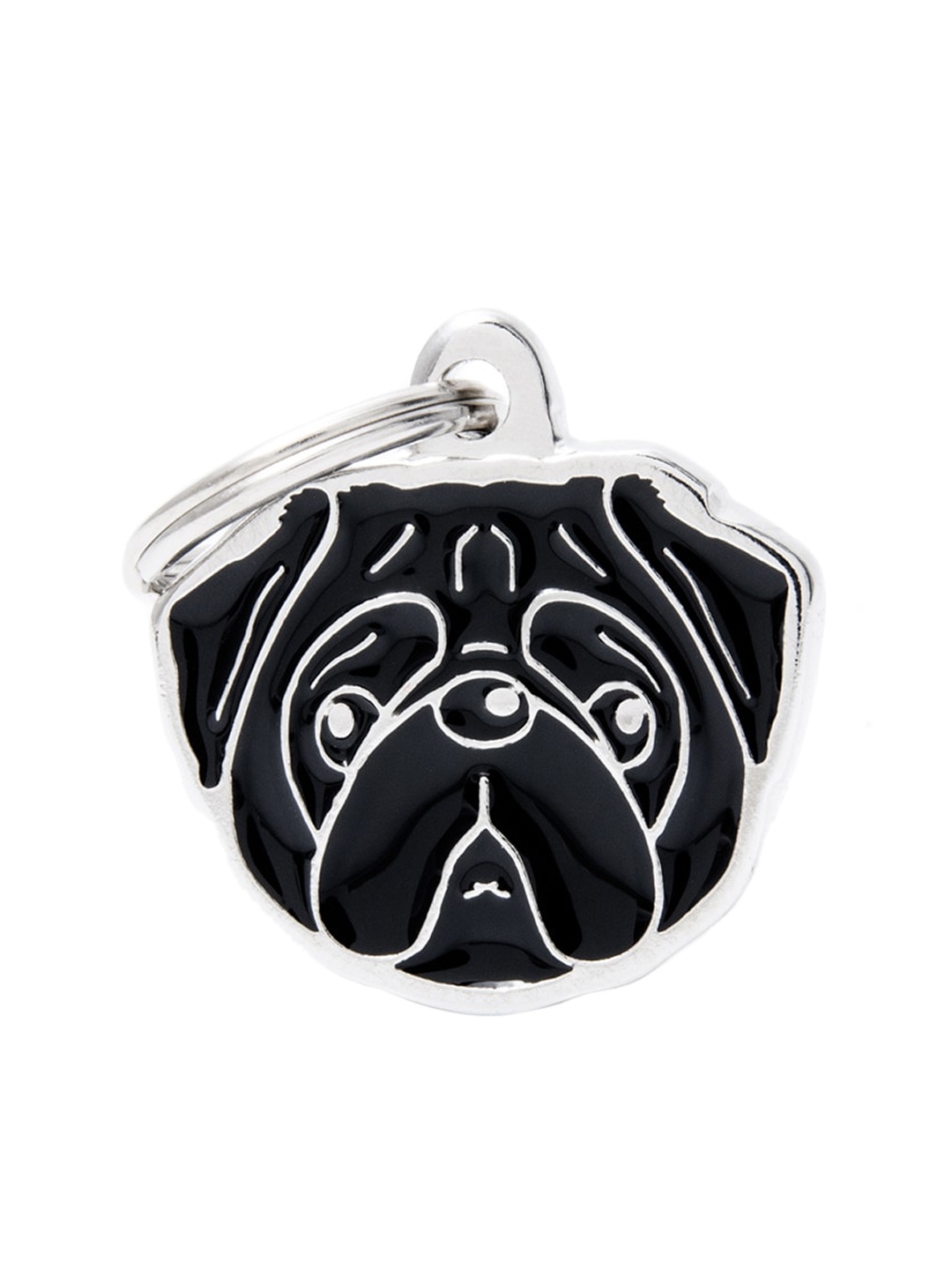 

PawsnCollars Black & Silver Pug Name Tag