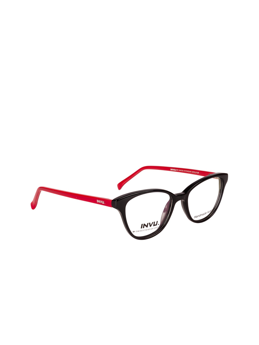 

INVU Women Black & Red Solid Full Rim Cateye Frames A4021E