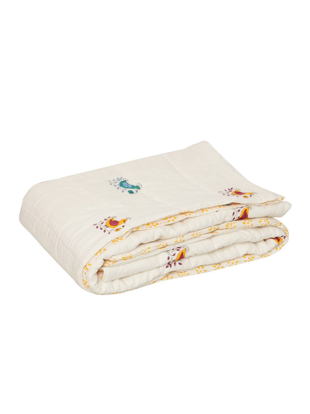 

Moms Home Unisex Kids Organic Cotton Yellow Chirping Birds Print AC Quilt