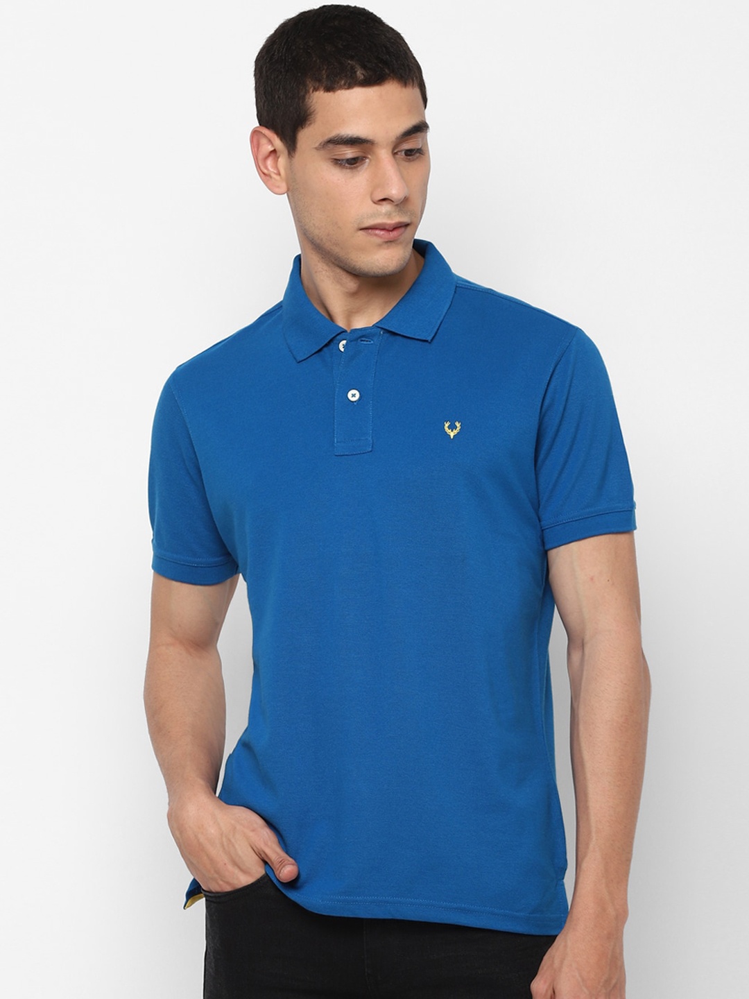 

Allen Solly Men Blue Solid Polo Collar T-shirt