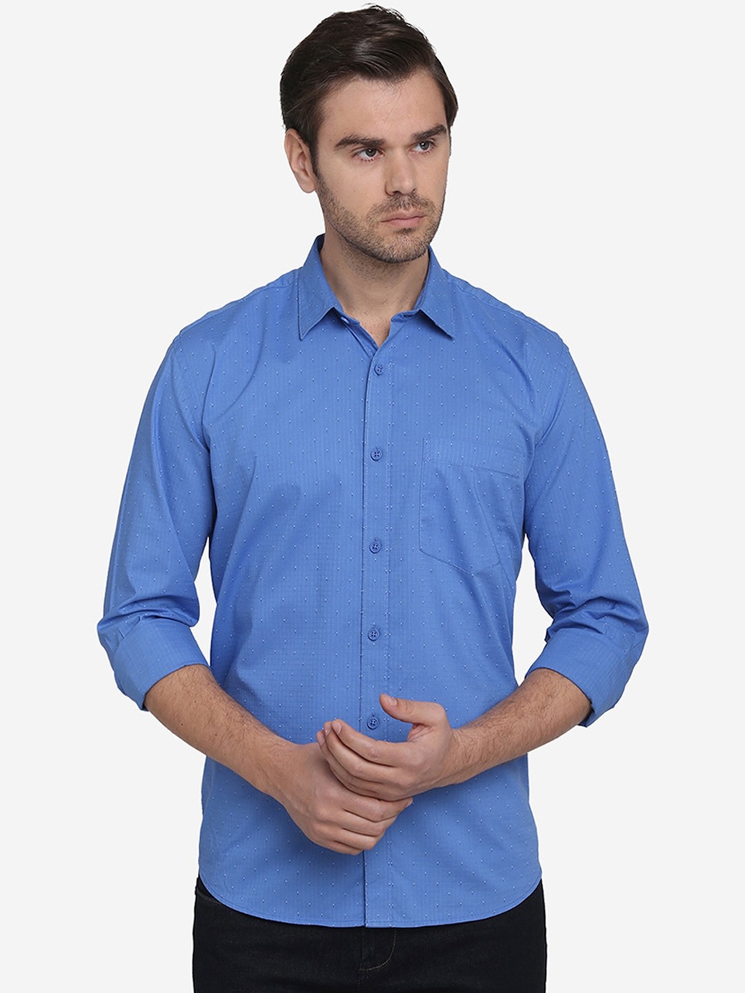 

JADE BLUE Men Blue Slim Fit Solid Casual Shirt
