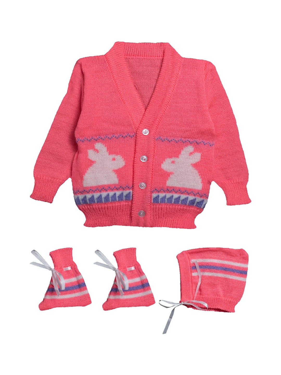 

Little Angels Unisex Kids Rose Self Design Cardigan