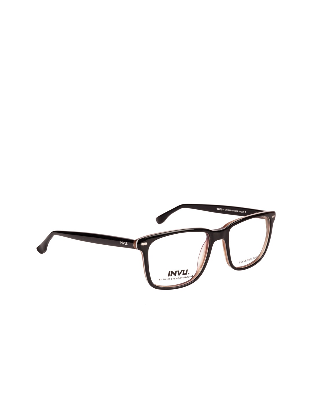 INVU Unisex Brown Solid Half Rim Square Frames