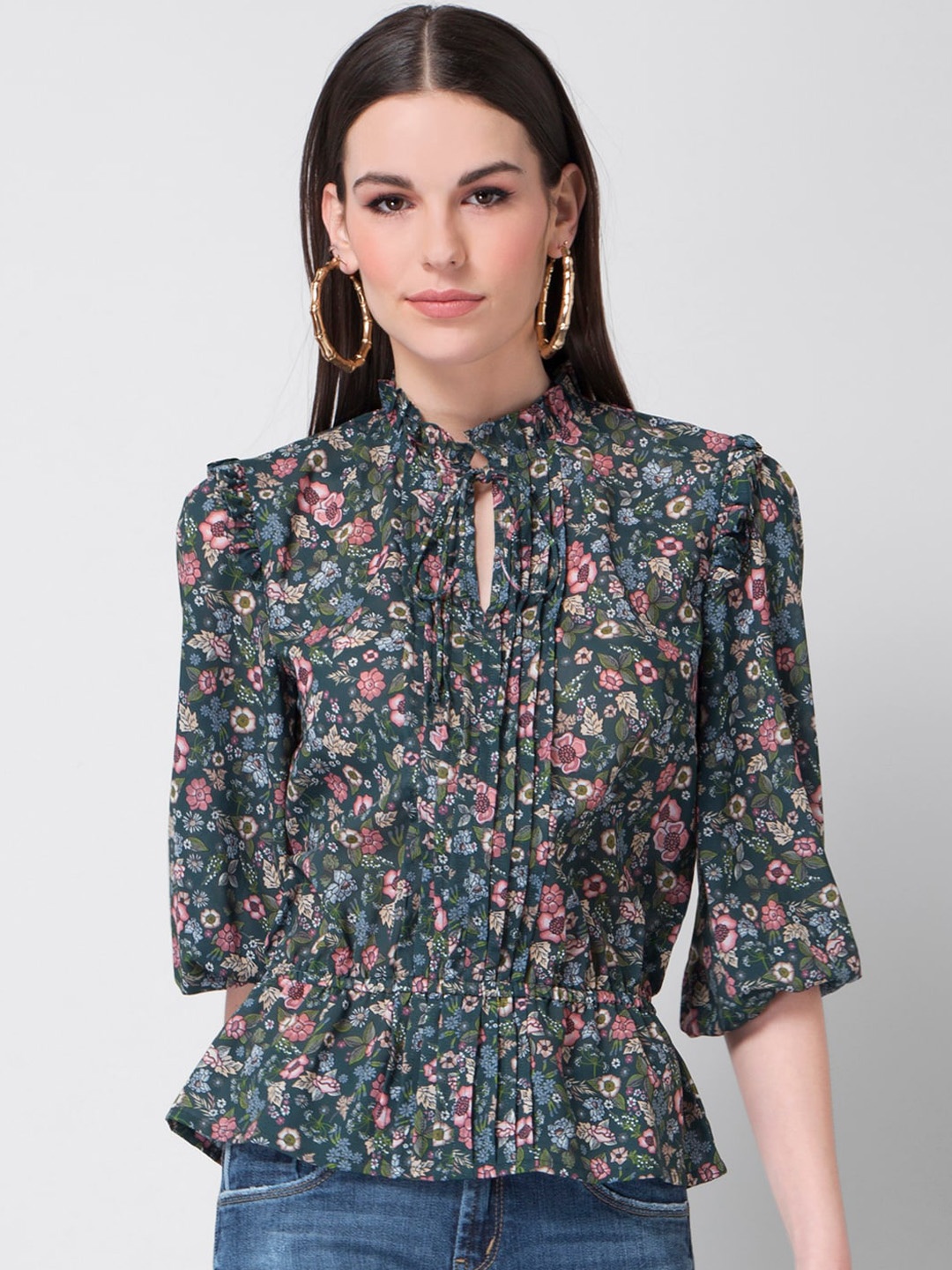 

FabAlley Women Green Printed Top