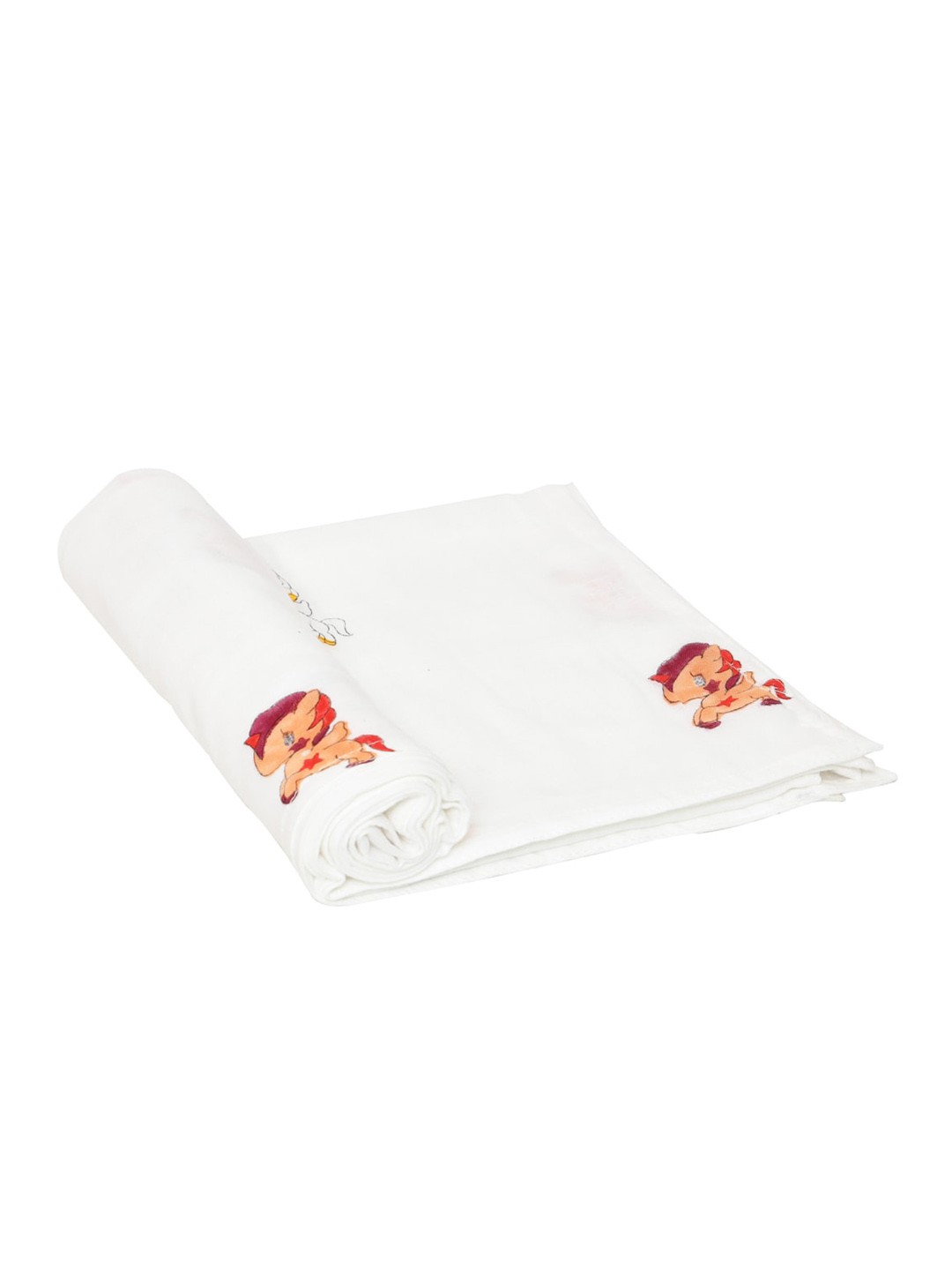 

Moms Home Infant Kids White & Brown Horse Printed Organic Cotton Muslin Swaddle