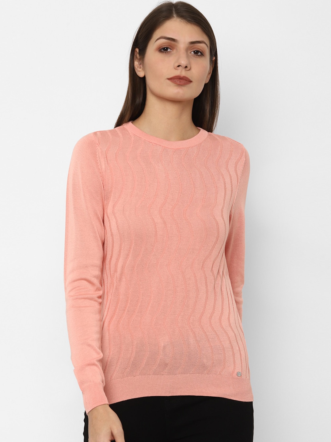 

Allen Solly Woman Women Peach-Coloured Self Design Top