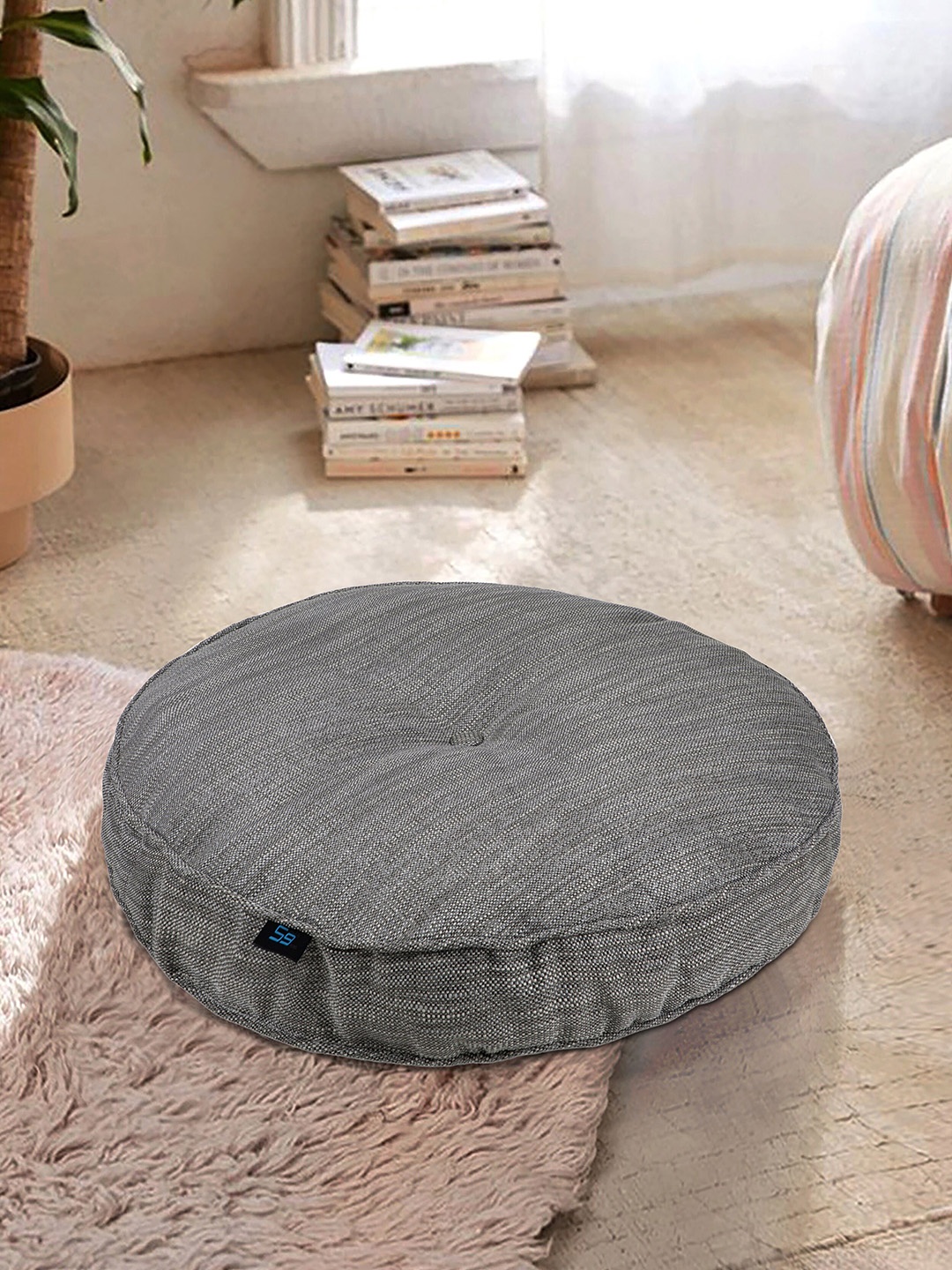 

S9home by Seasons Grey Solid Round Cushion Cover