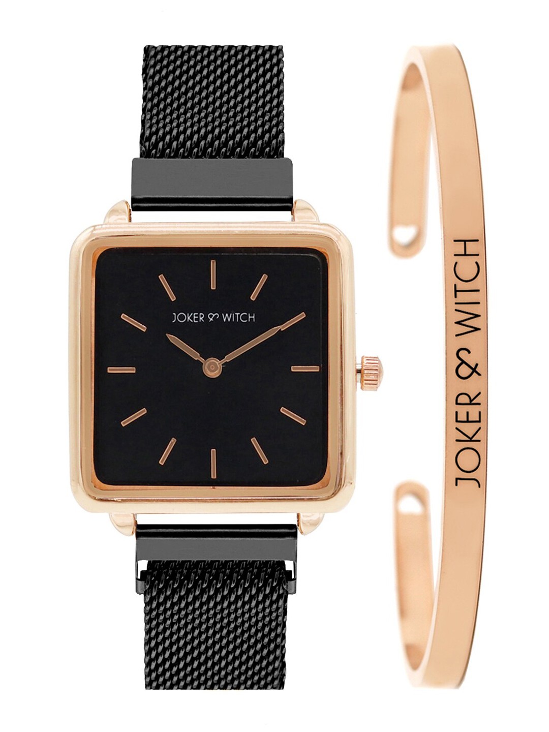 

JOKER & WITCH Women Rose Gold-Toned & Black Watch Gift Set JWBS244