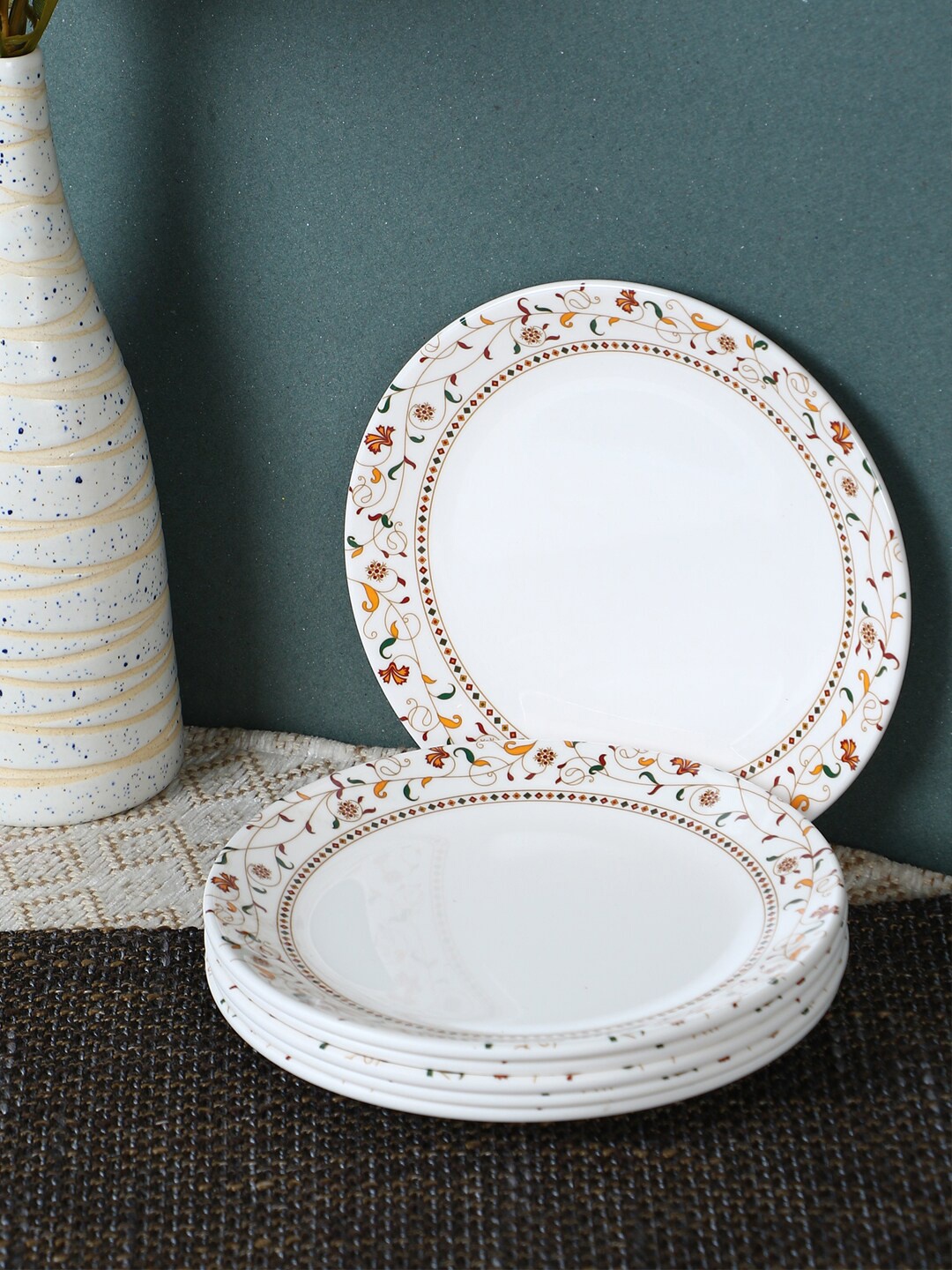 

Servewell Unisex White Printed 6 pc Urmi Side Plate Set