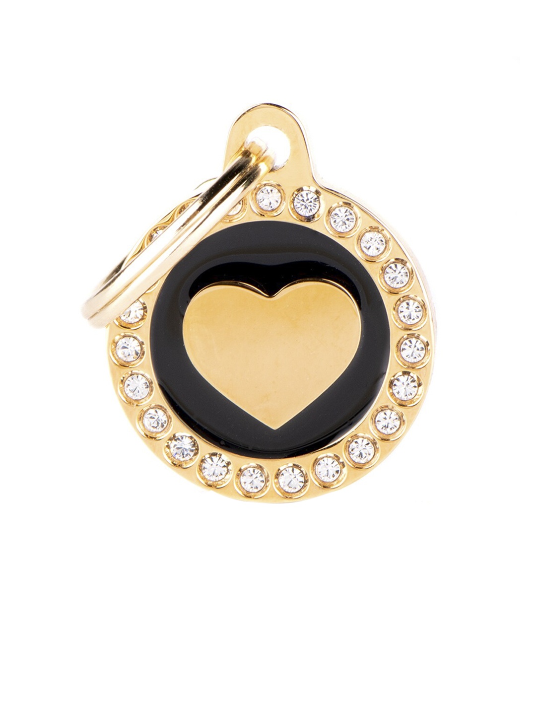 

PawsnCollars Gold-Toned & Black Glam Swarovski Circle Heart Name Tag