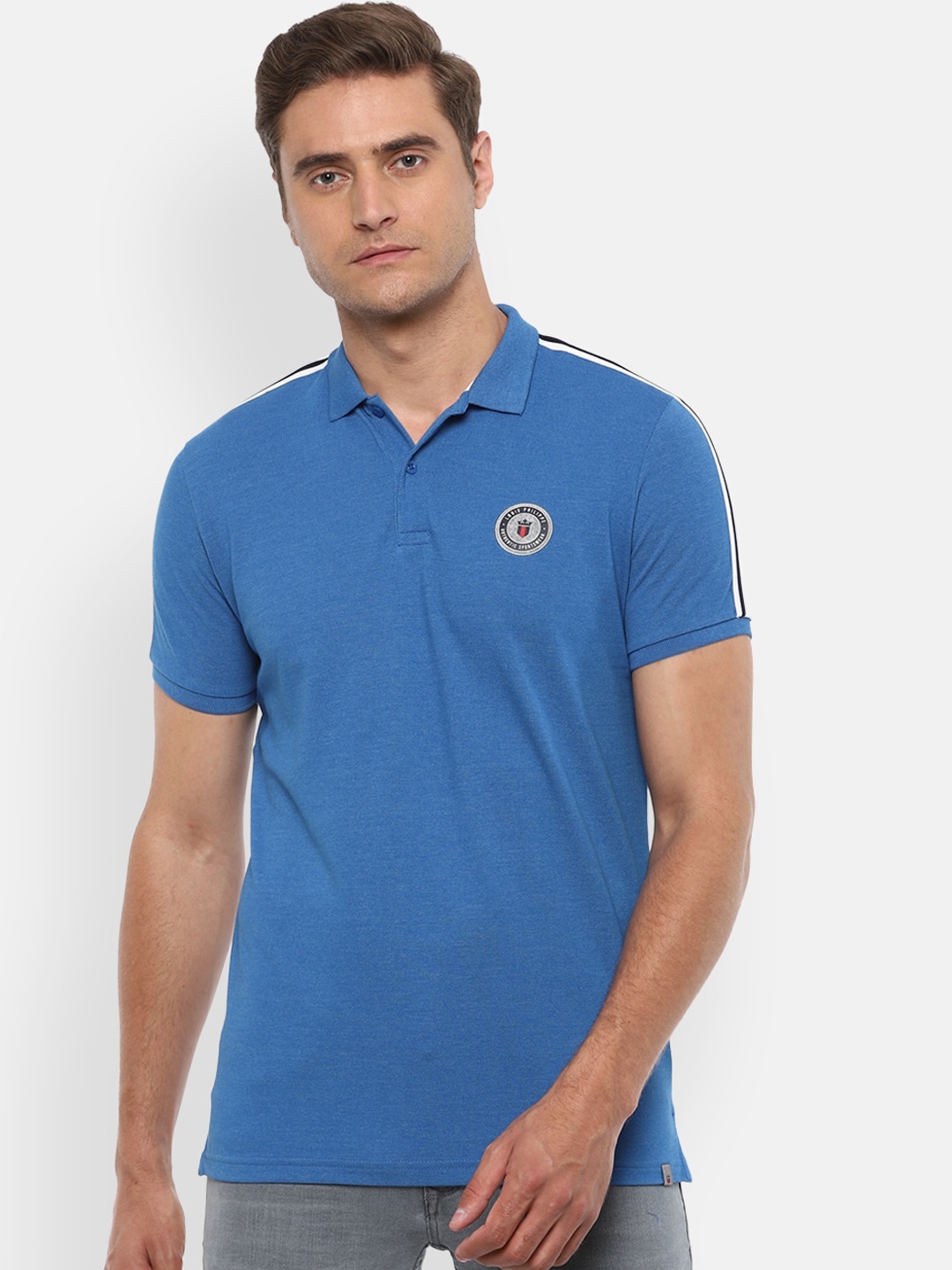 

Louis Philippe Sport Men Blue Solid Polo Collar T-shirt
