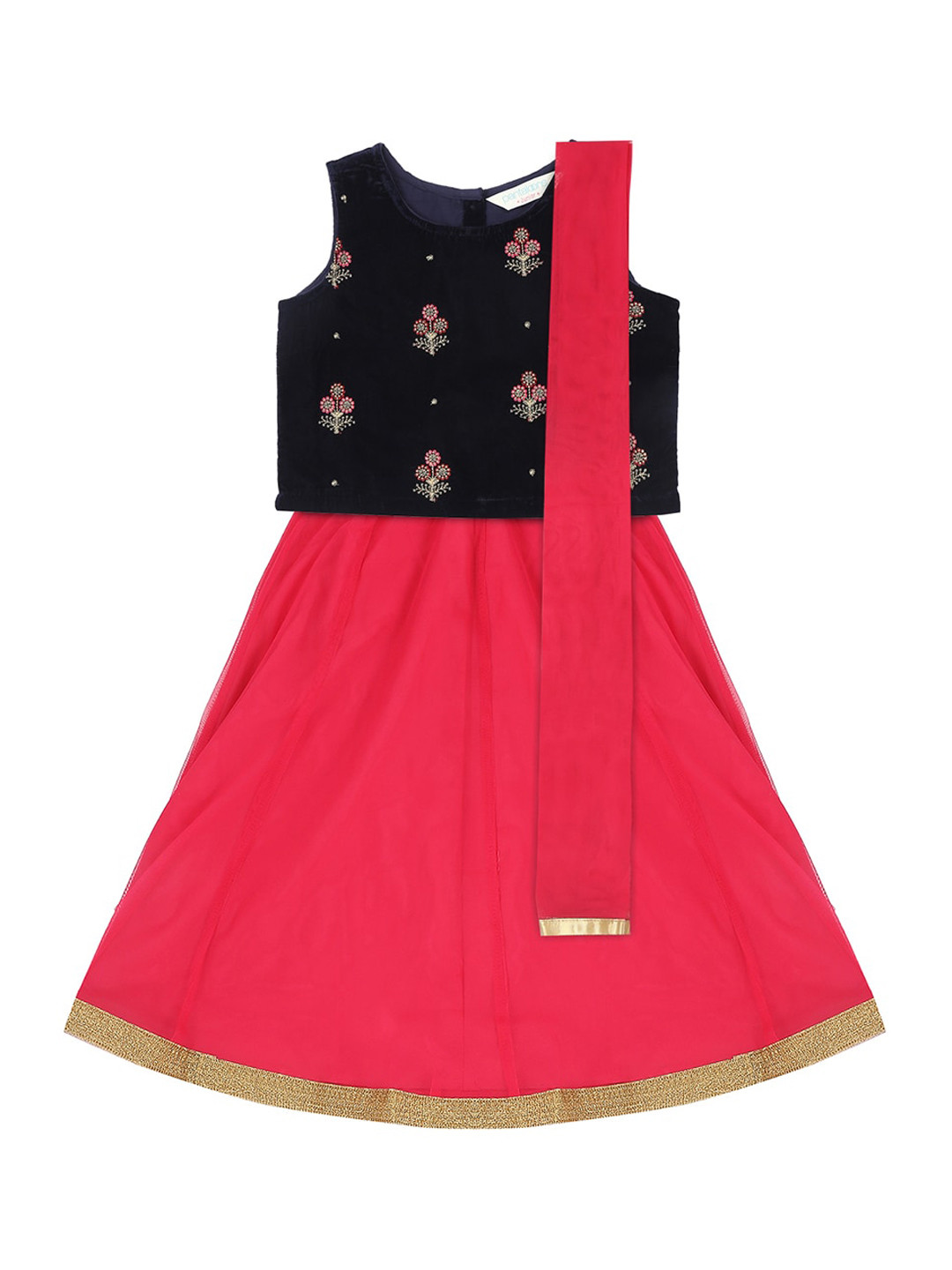 

AKKRITI BY PANTALOONS Fuchsia Ready to Wear Lehenga with Blouse