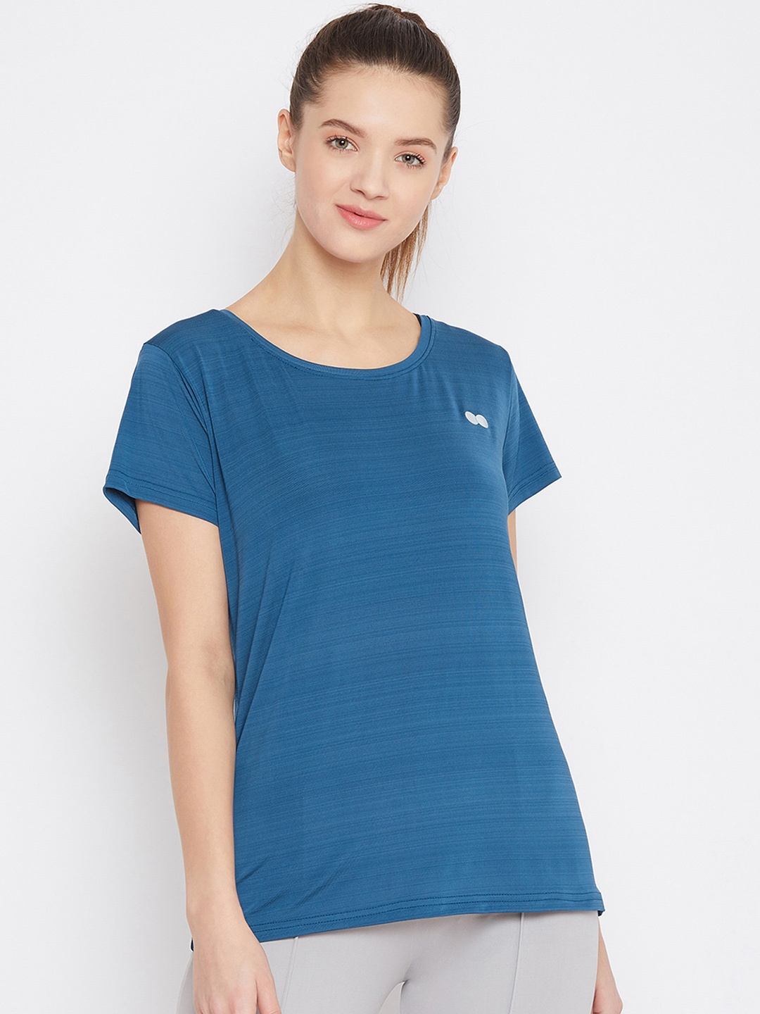 

Clovia Women Blue Solid Round Neck T-shirt