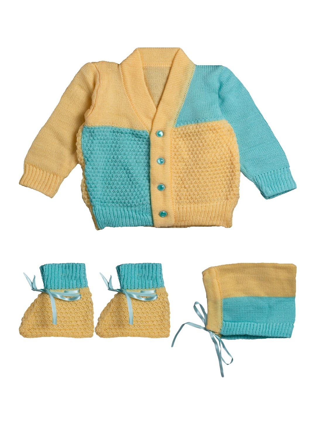 

Little Angels Unisex Kids Yellow Self Design Cardigan Sweater