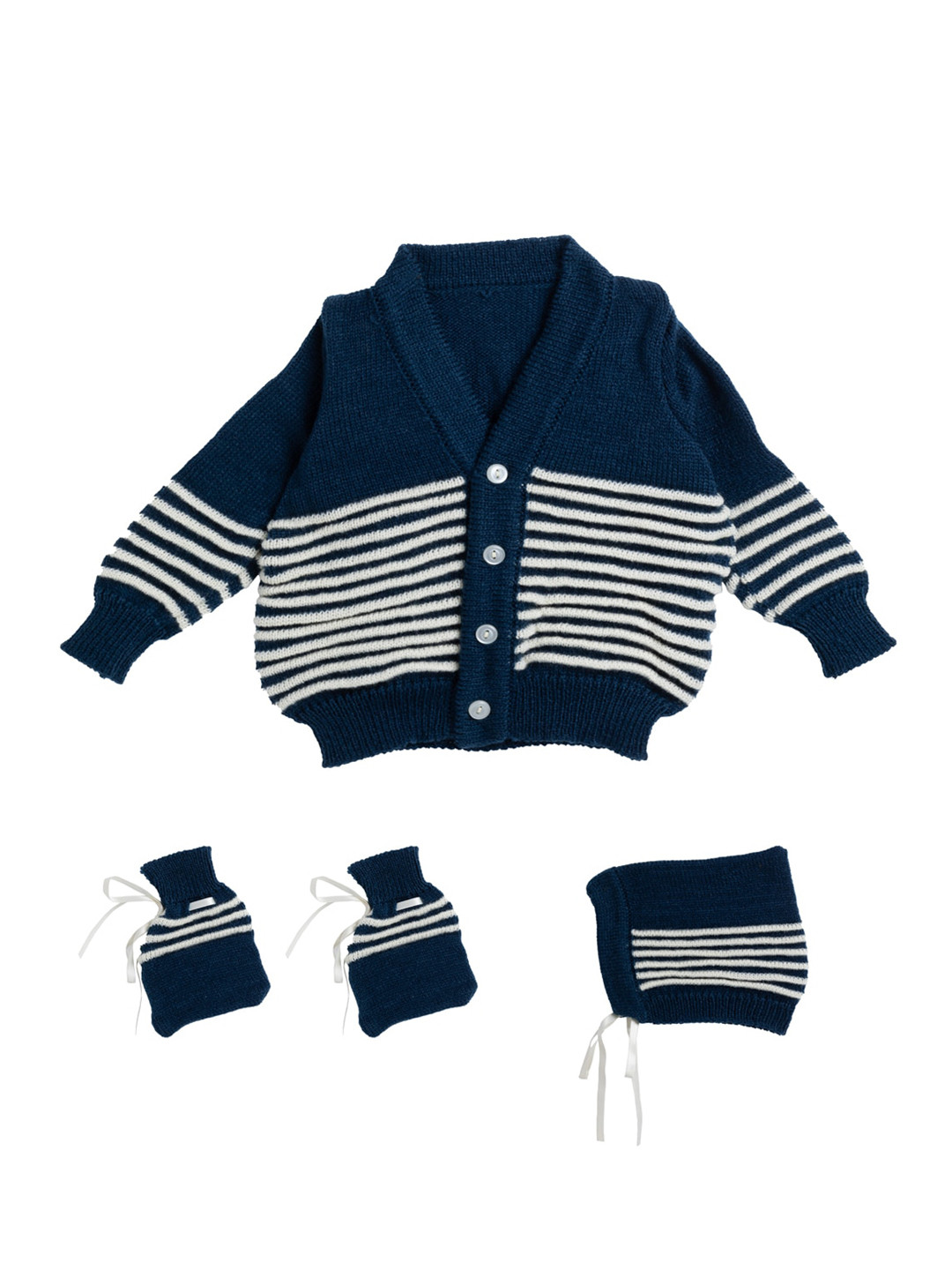 

Little Angels Unisex Kids Navy Blue Striped Cardigan Sweater