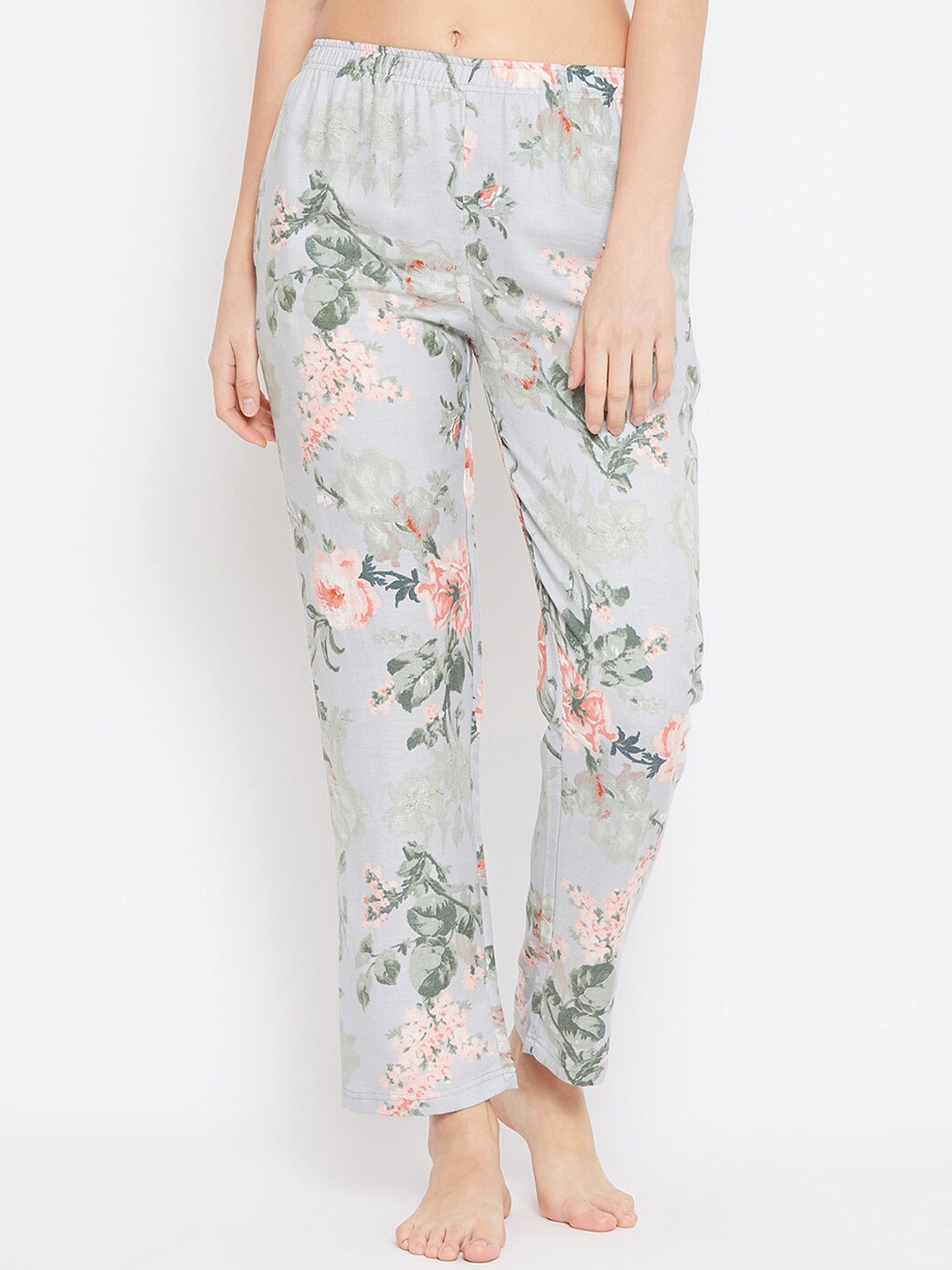 

Clovia Women Grey & Pink Printed Lounge Pants