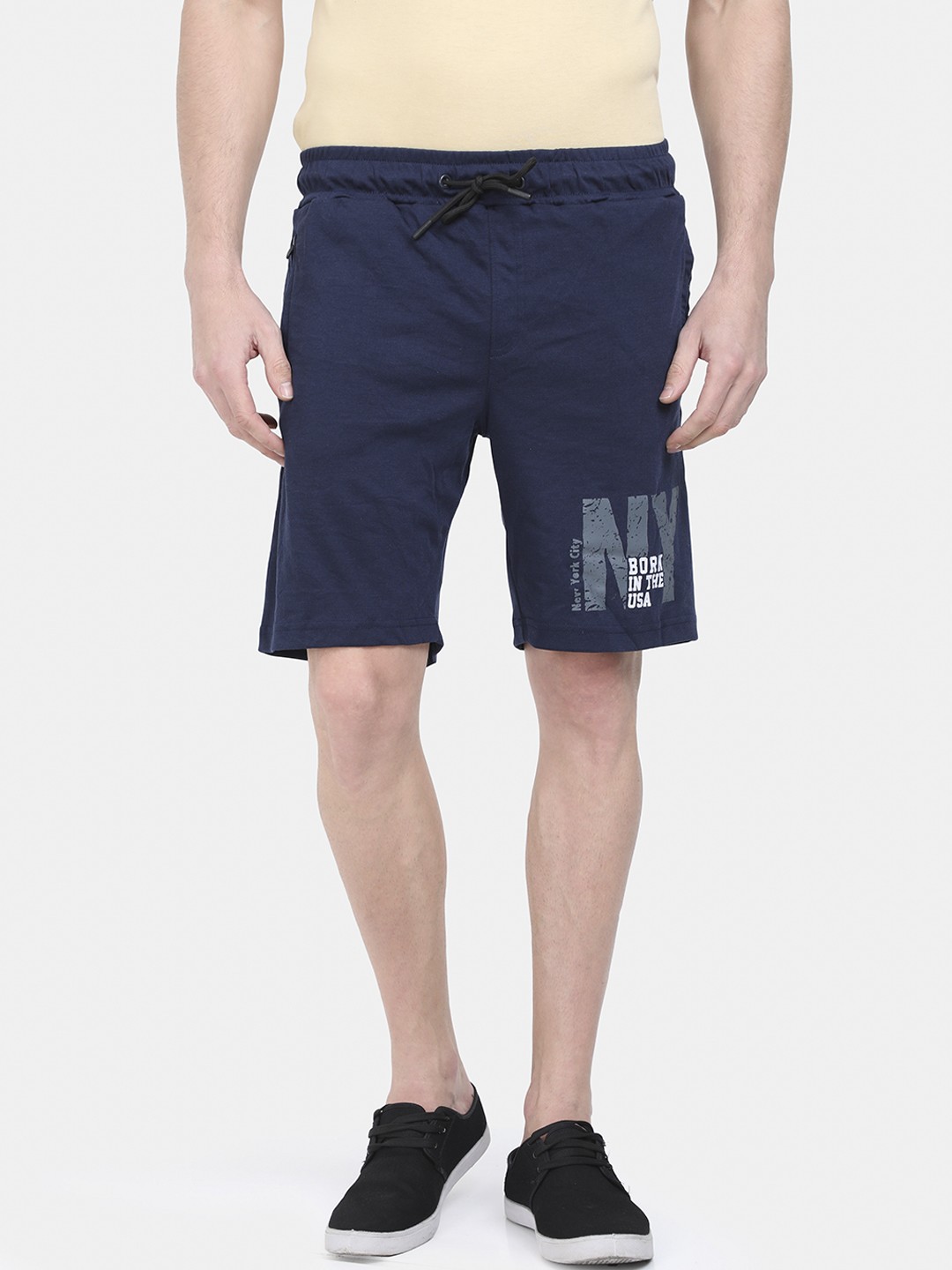 

Fruit of the loom Men Straight Fit Cotton Shorts, Navy blue
