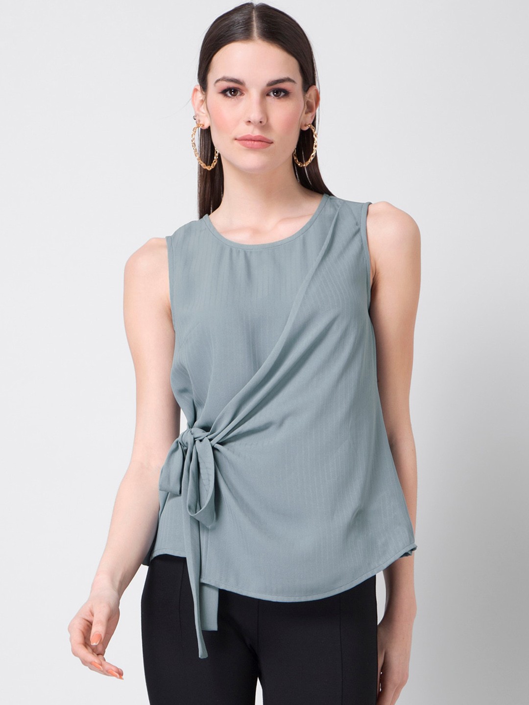 

FabAlley Women Blue Solid Top