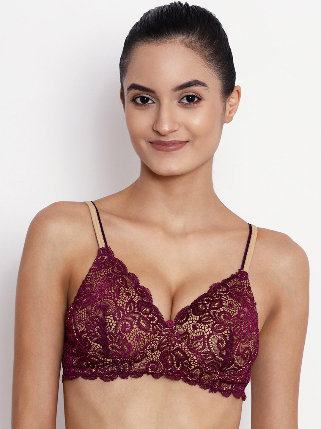 

ABELINO Violet Lace Non-Wired Heavily Padded Push-Up Bra LEOPURPLESKIN