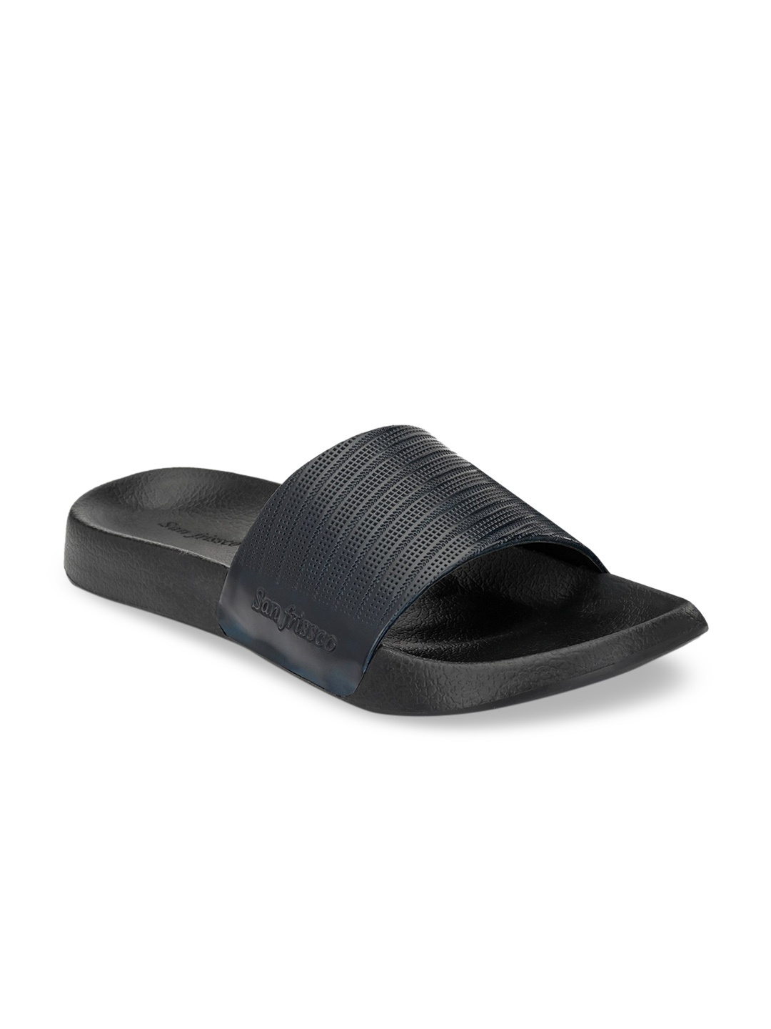 

San Frissco Men Blue Textured Sliders