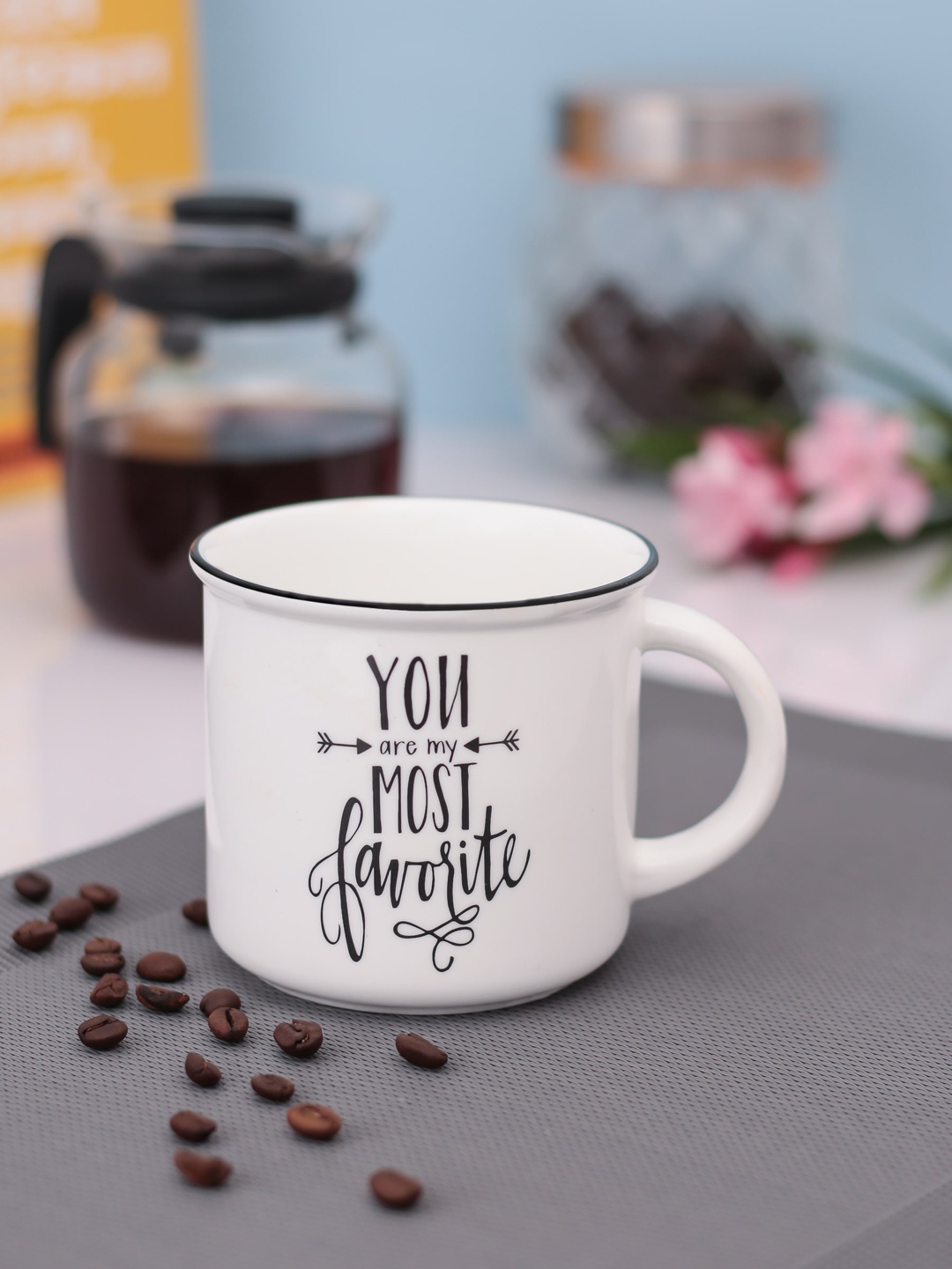 

JCPL White & Black Printed Ceramic Milk Mug