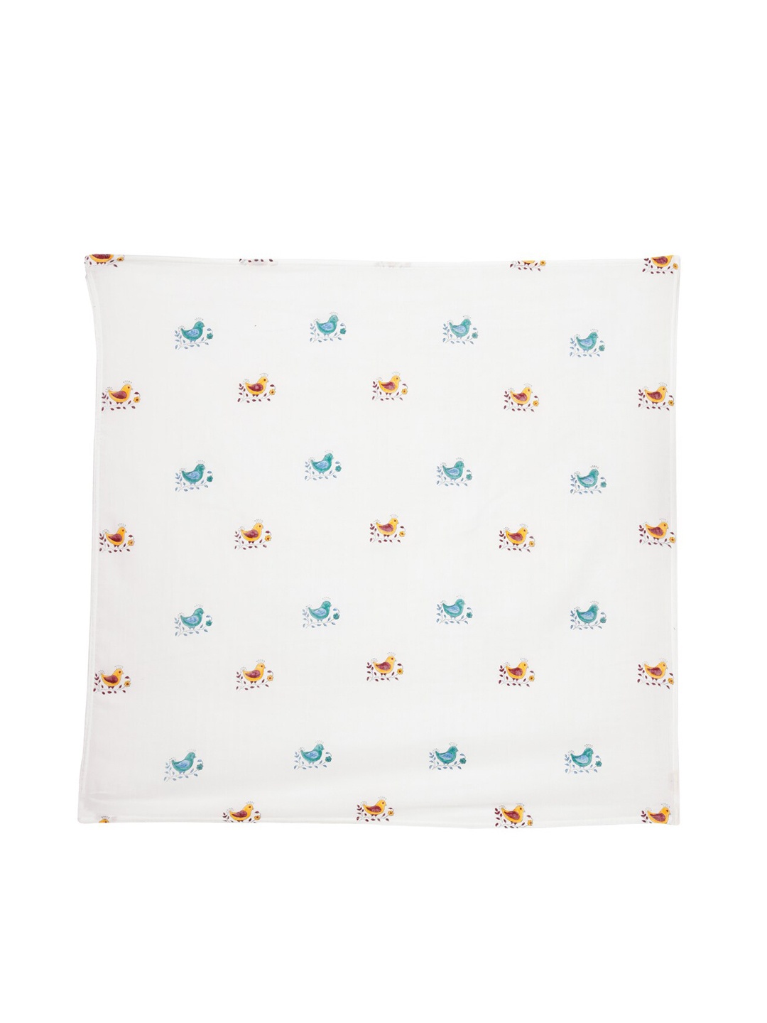 

Moms Home Infants White & Blue Bird Printed Organic Cotton Sustainable Muslin Swaddle