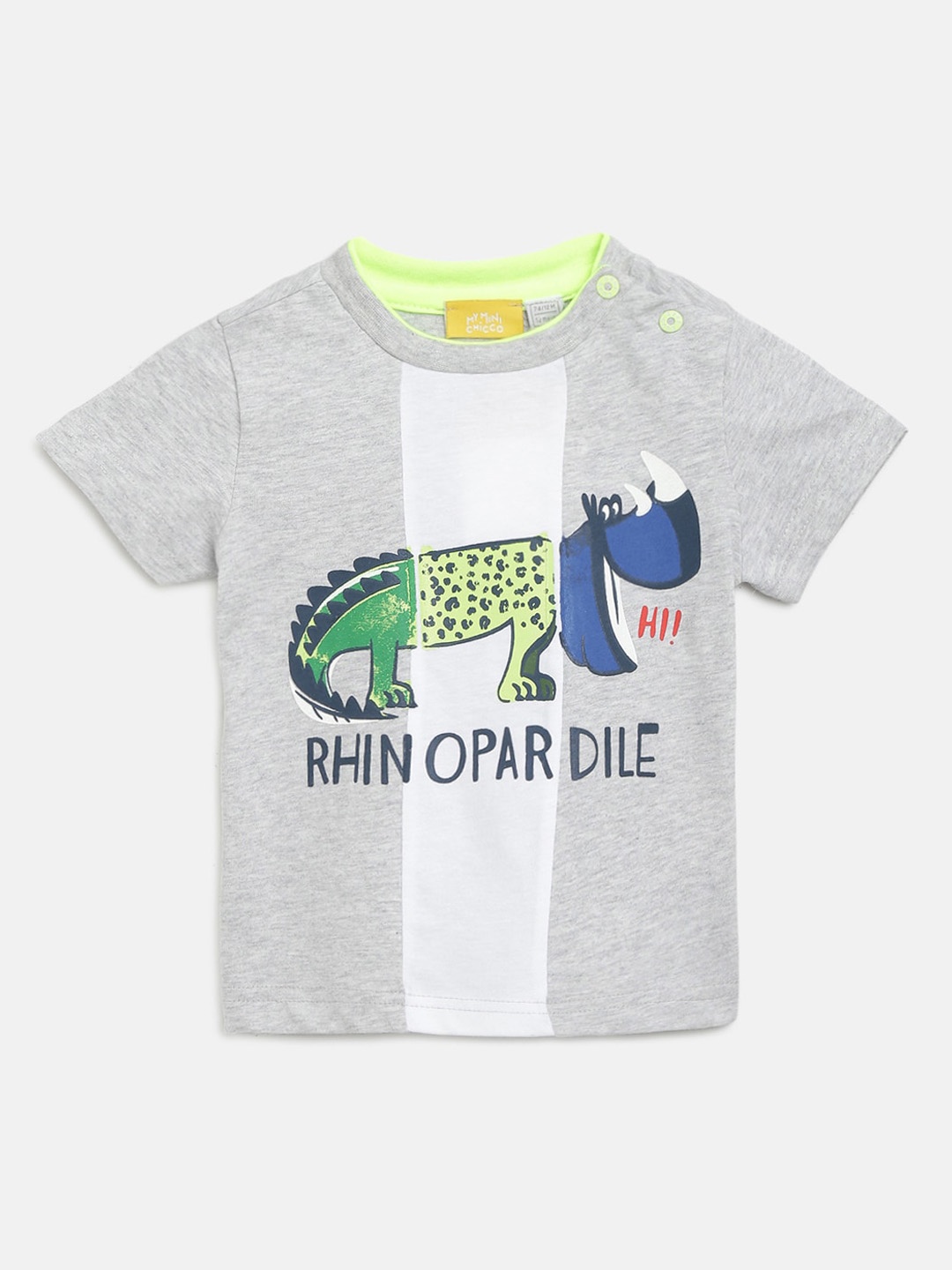 Chicco Boys Grey Printed Round Neck T-shirt