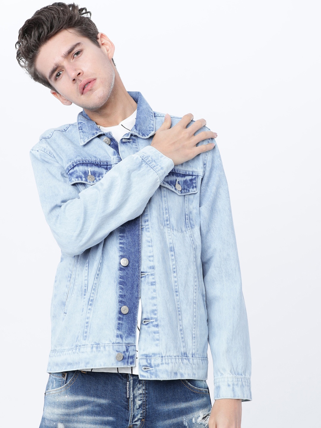 

HIGHLANDER Men Blue Solid Denim Jacket