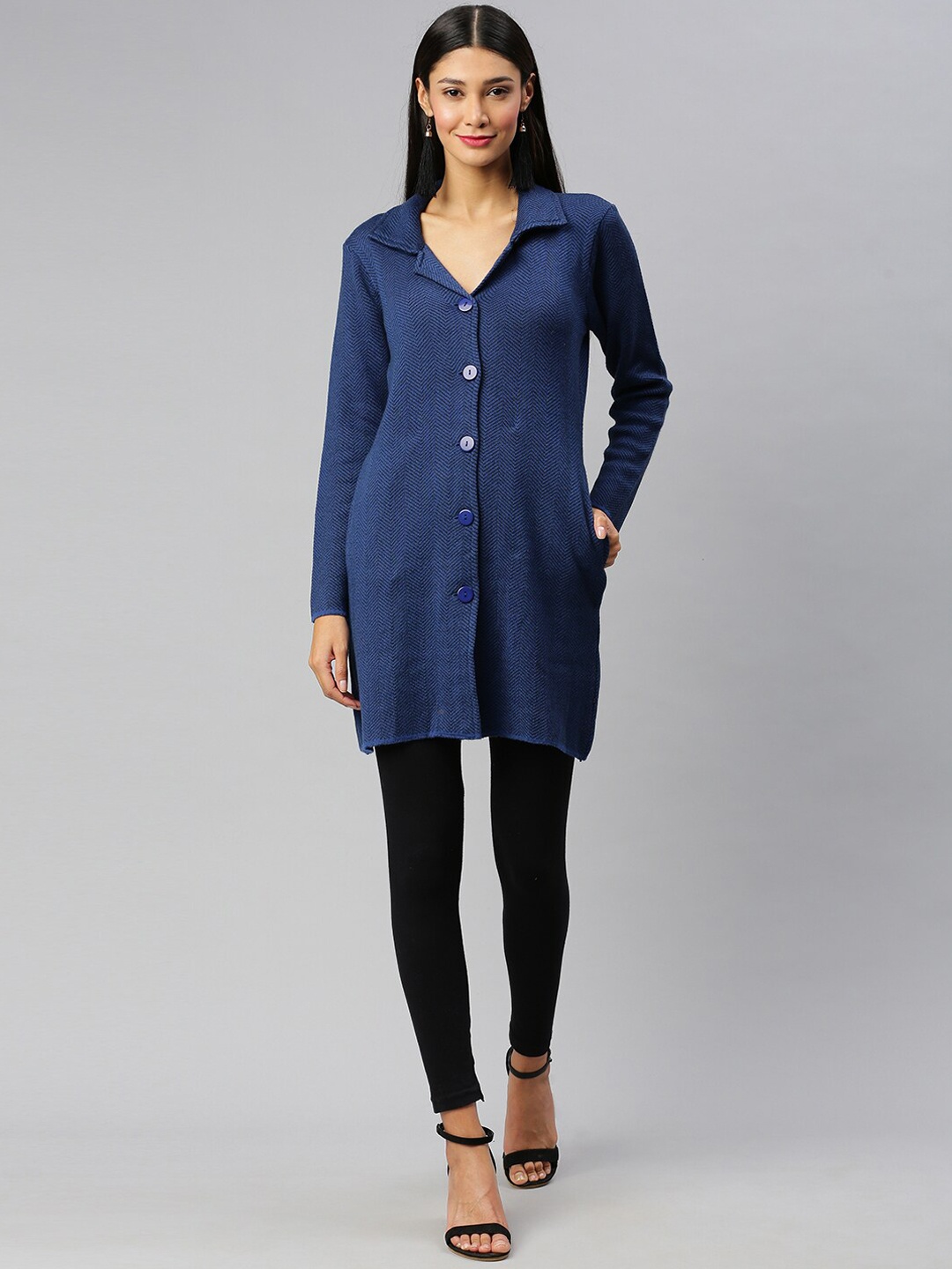 

Soch Blue Solid Cotton Blend Kurti