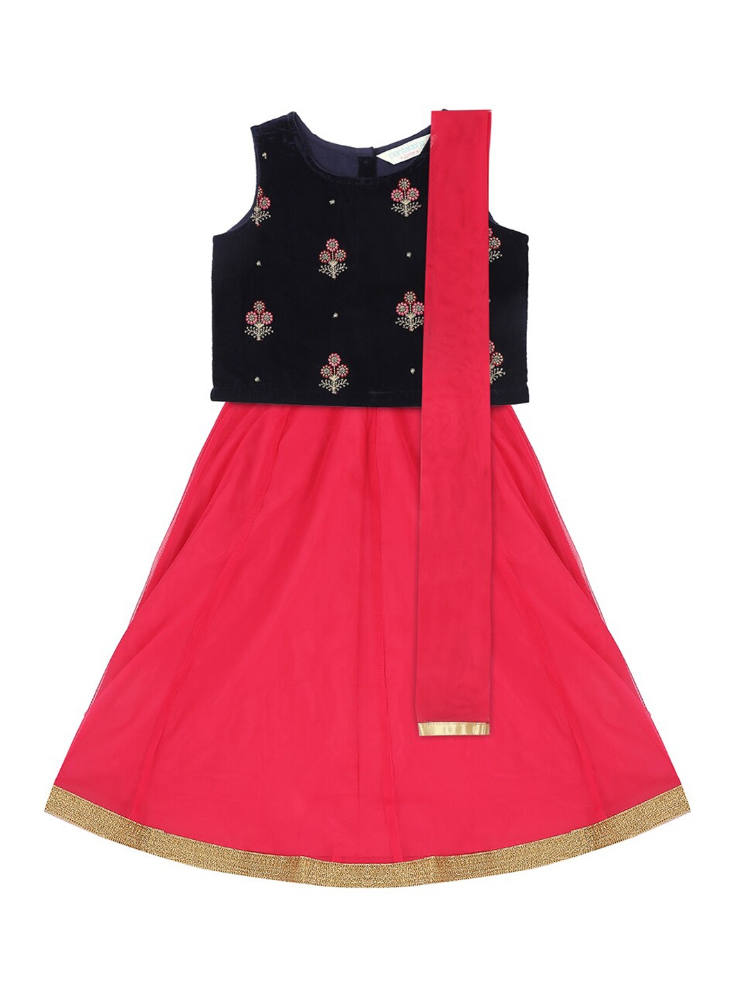 

AKKRITI BY PANTALOONS Fuchsia Ready to Wear Lehenga with Blouse