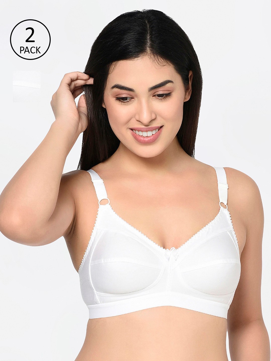 

Bodycare Pack Of 2 Solid Non-Wired Non Padded Everyday Bra 6581W, White