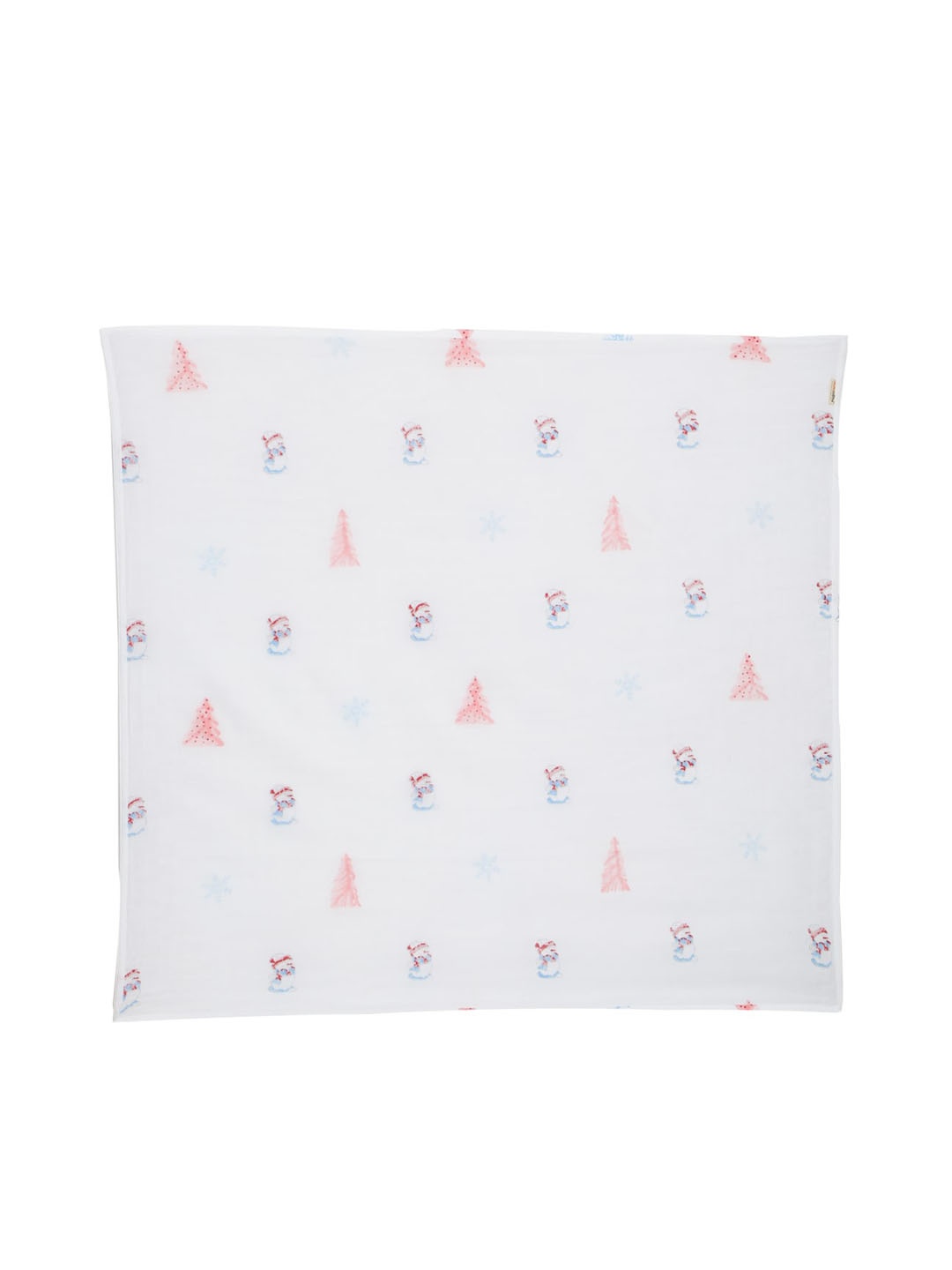 

Moms Home Infant Kids White & Red Snowman Printed Organic Cotton Muslin Swaddle