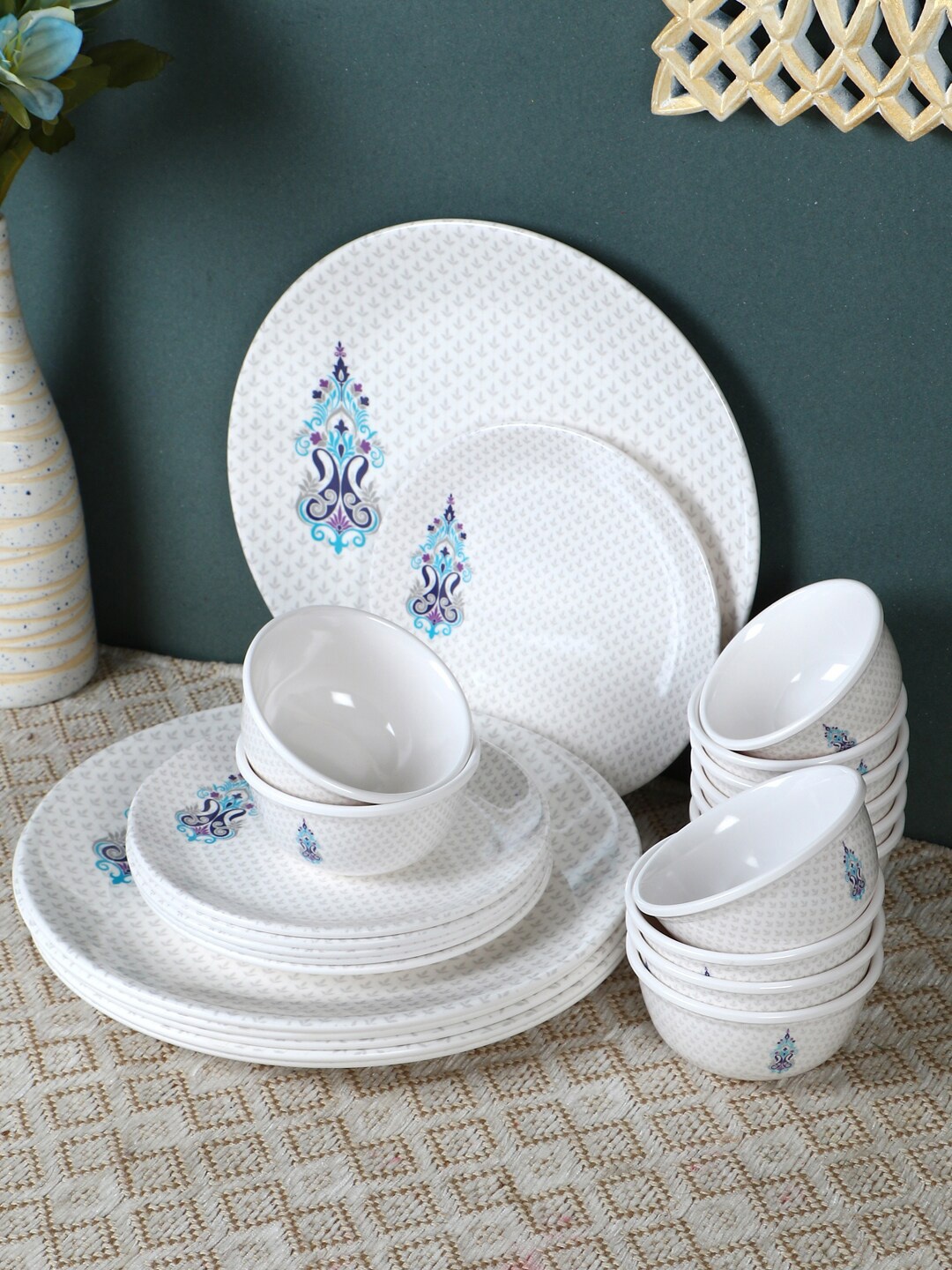

Servewell White & Blue 24 Pcs Melamine Dinner Set