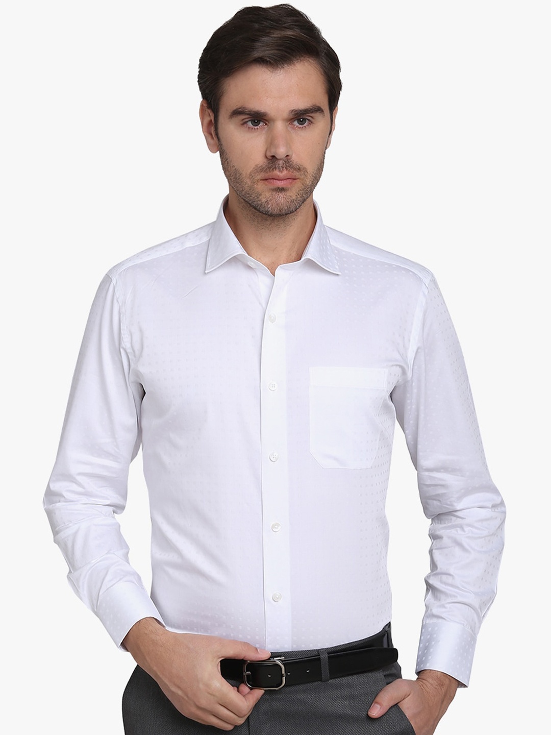 

METAL Men White Slim Fit Solid Formal Shirt