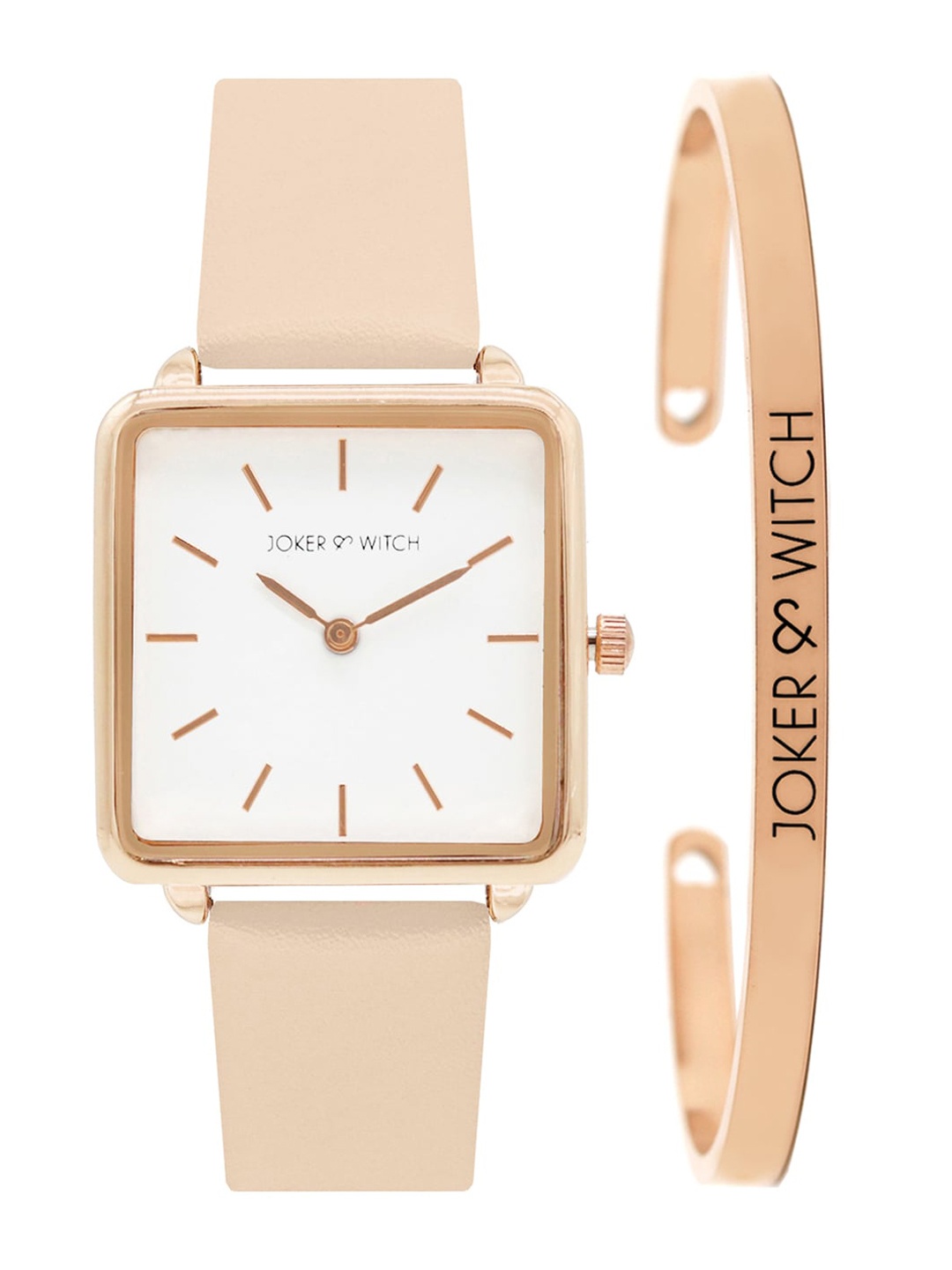 

JOKER & WITCH Women White & Rose Gold-Toned Amore Watch & Bracelet Gift Set JWBS248