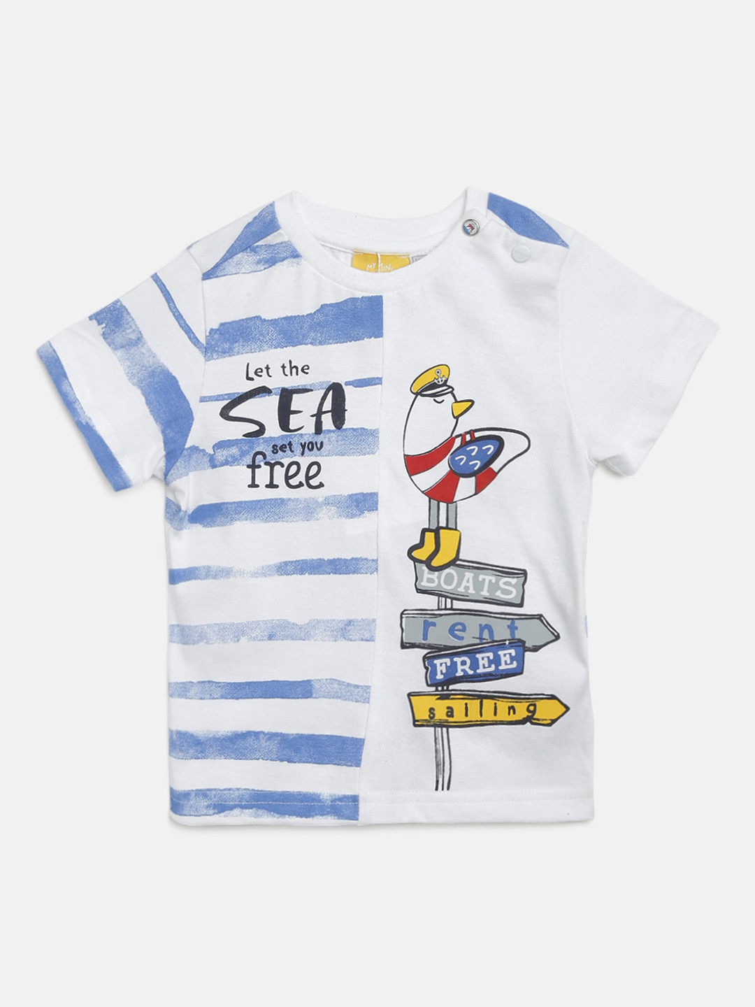 

Chicco Boys White Printed Round Neck Pure Cotton T-shirt