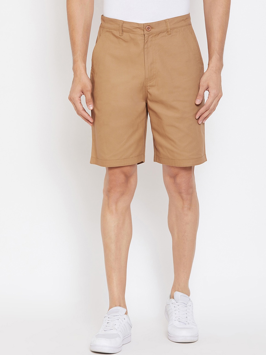 

Hypernation Men Khaki Solid Regular Fit Chino Shorts