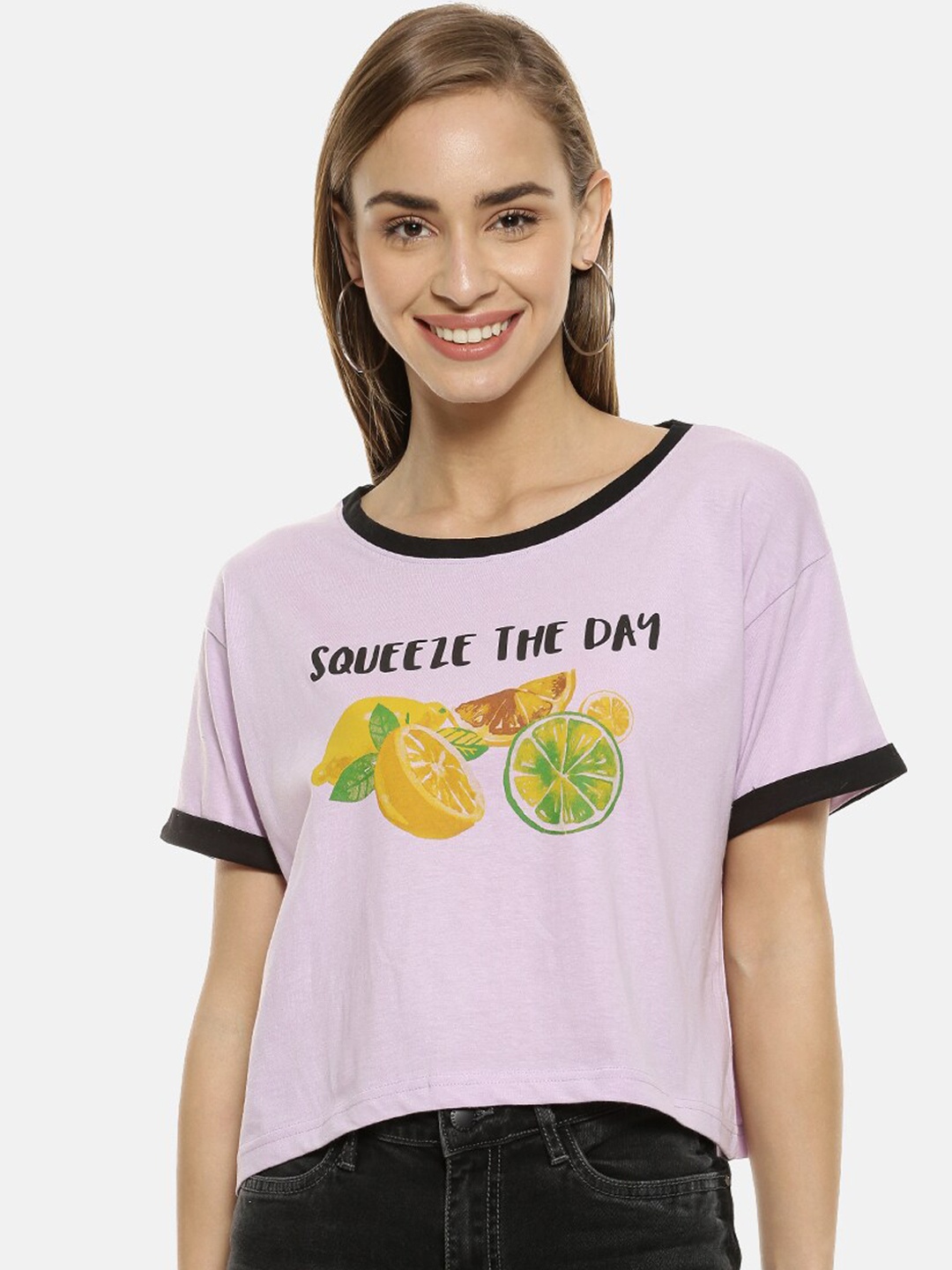 

Campus Sutra Women Purple Printed Top